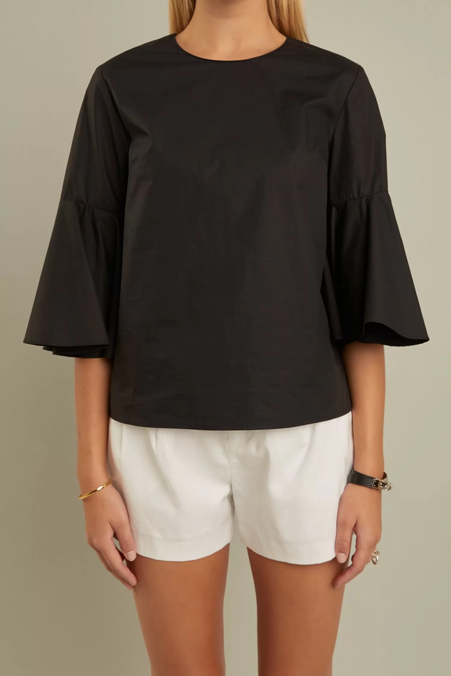 New Ruffled Cotton Blend Top Frills And Thrills | Career Closet