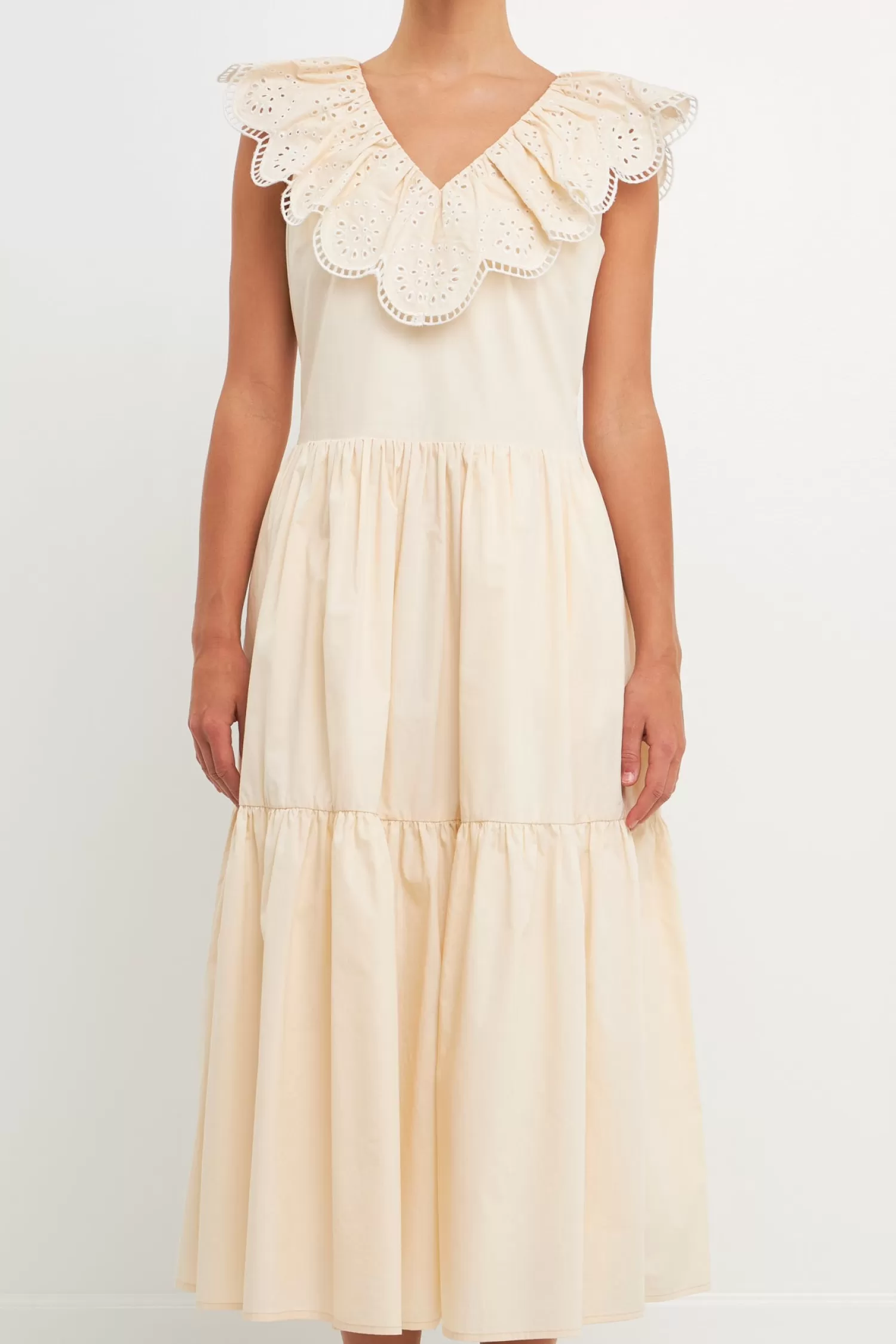 New Ruffled Lace Contrast Midi Dress Date Night Dreams | Special Occasion