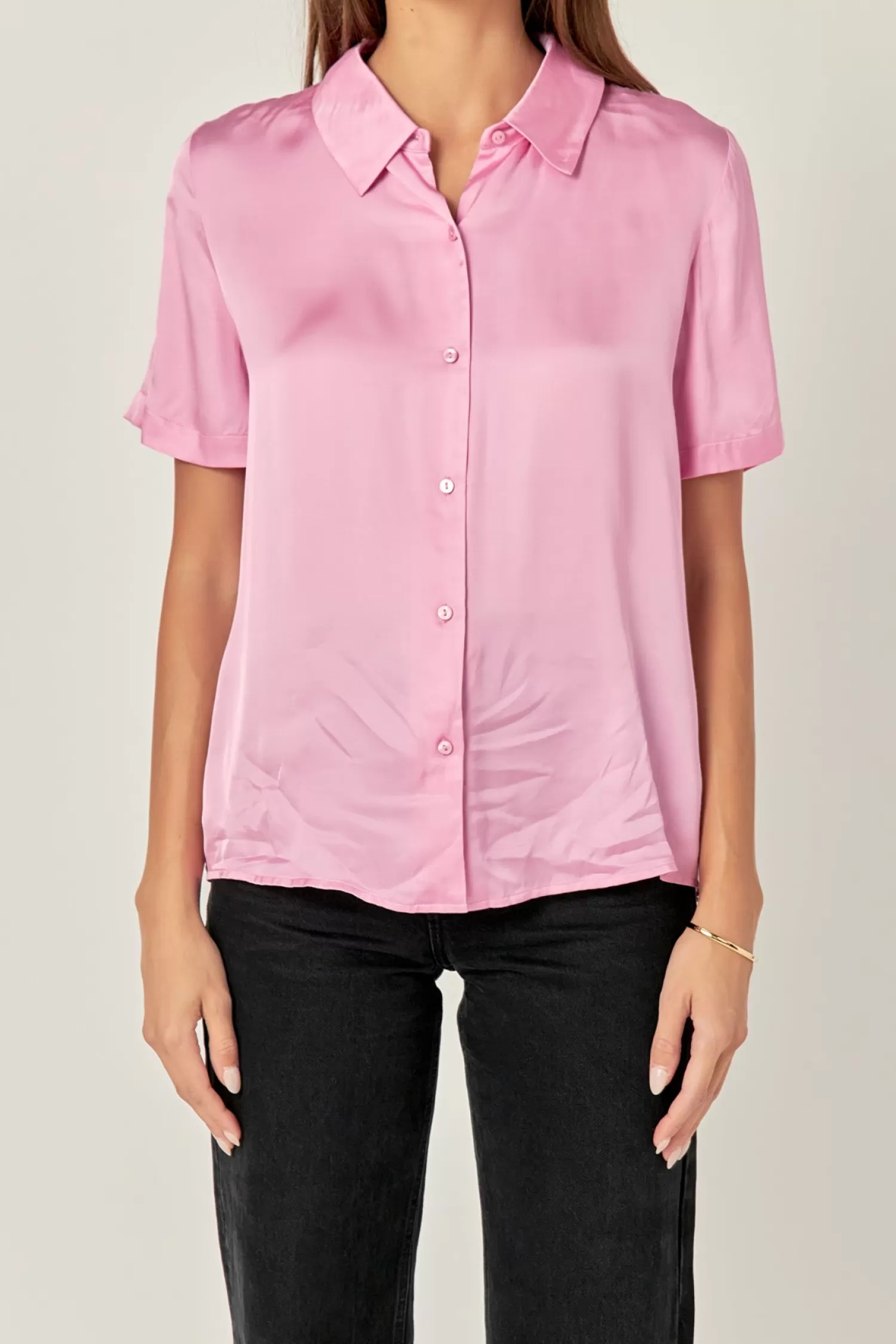 Store Satin Short Sleeve Shirt Tops