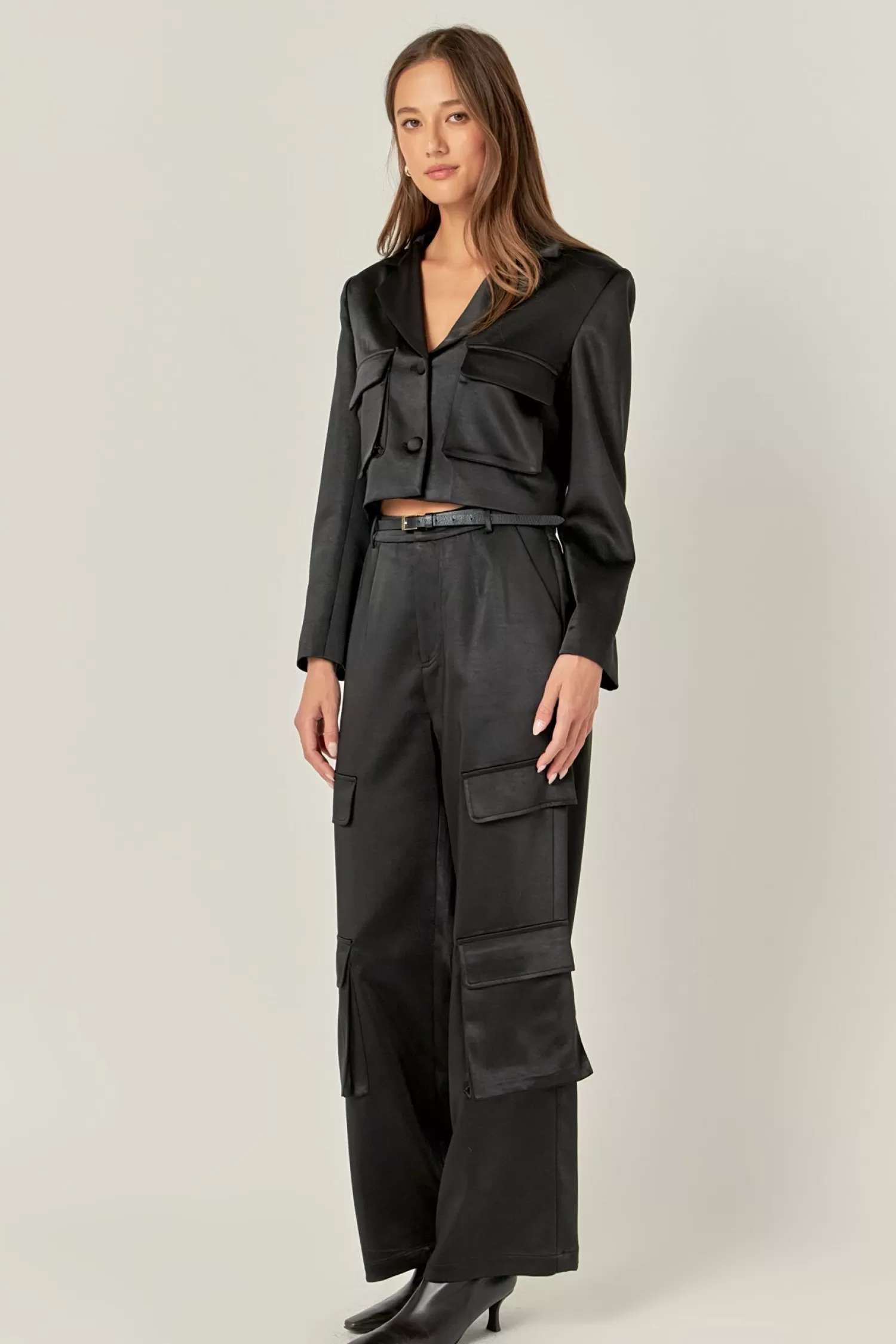 Discount Satin Wide Leg Cargo Pants Pants | Matching Sets