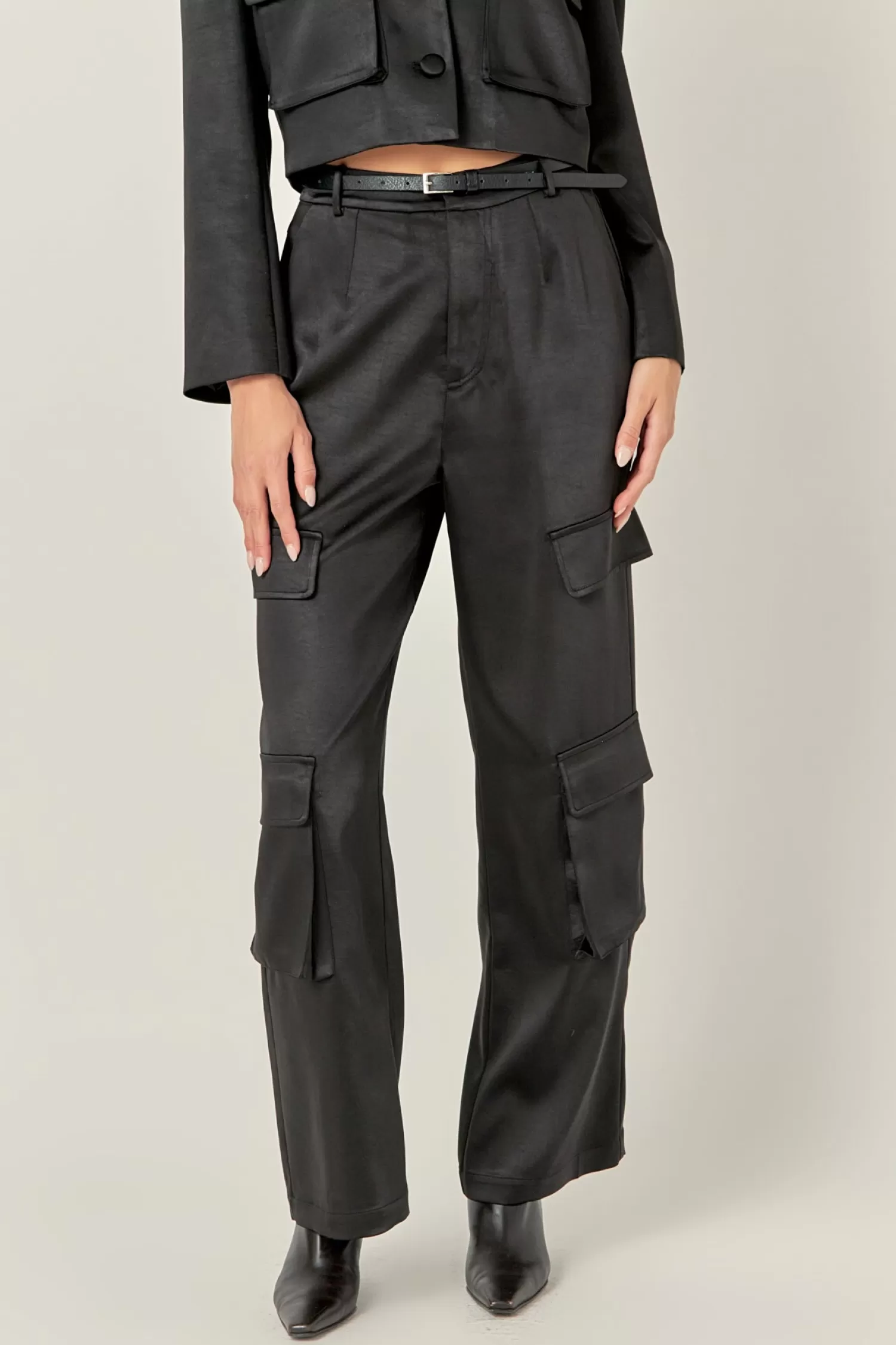 Discount Satin Wide Leg Cargo Pants Pants | Matching Sets