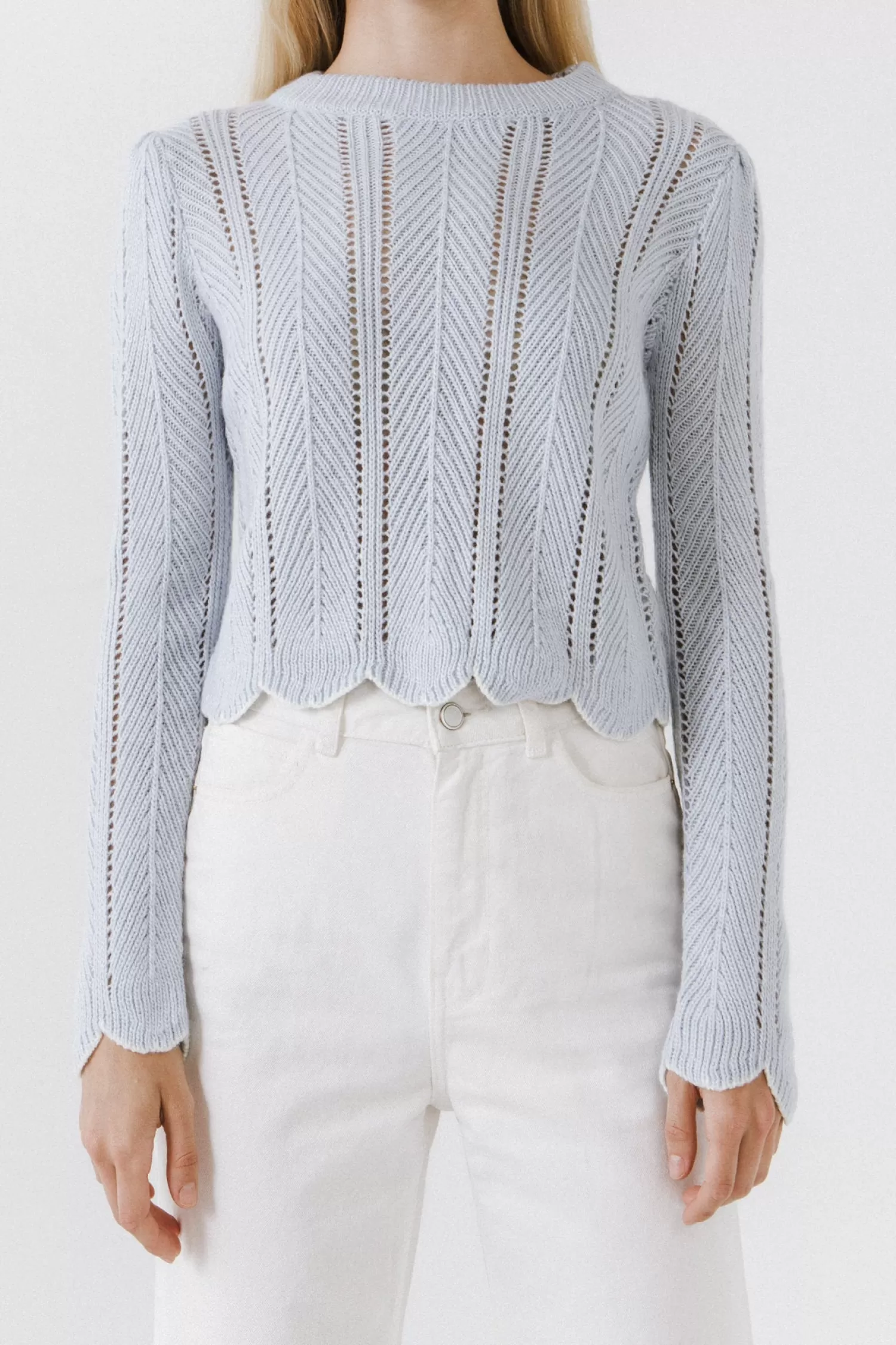 Online Scallop Contrast Trimmed Knit Sweater Sweaters & Knits | Sweater Season