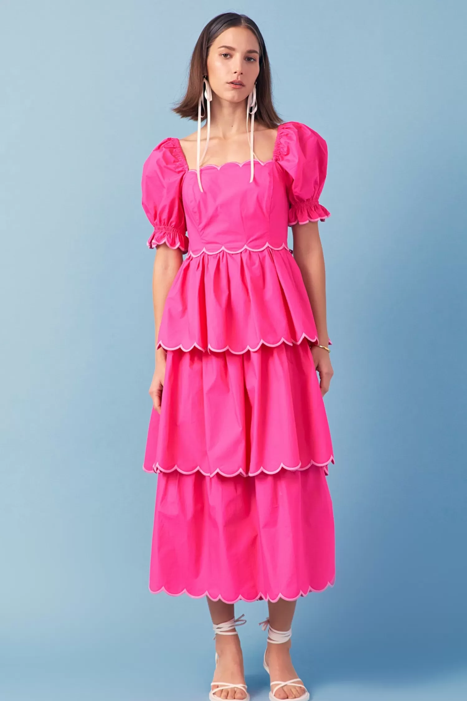 Outlet Scallop Tiered Dress Midi Dresses | Frills And Thrills