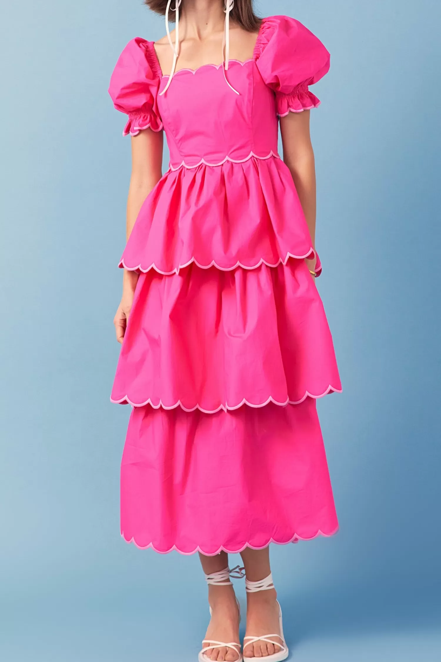 Outlet Scallop Tiered Dress Midi Dresses | Frills And Thrills