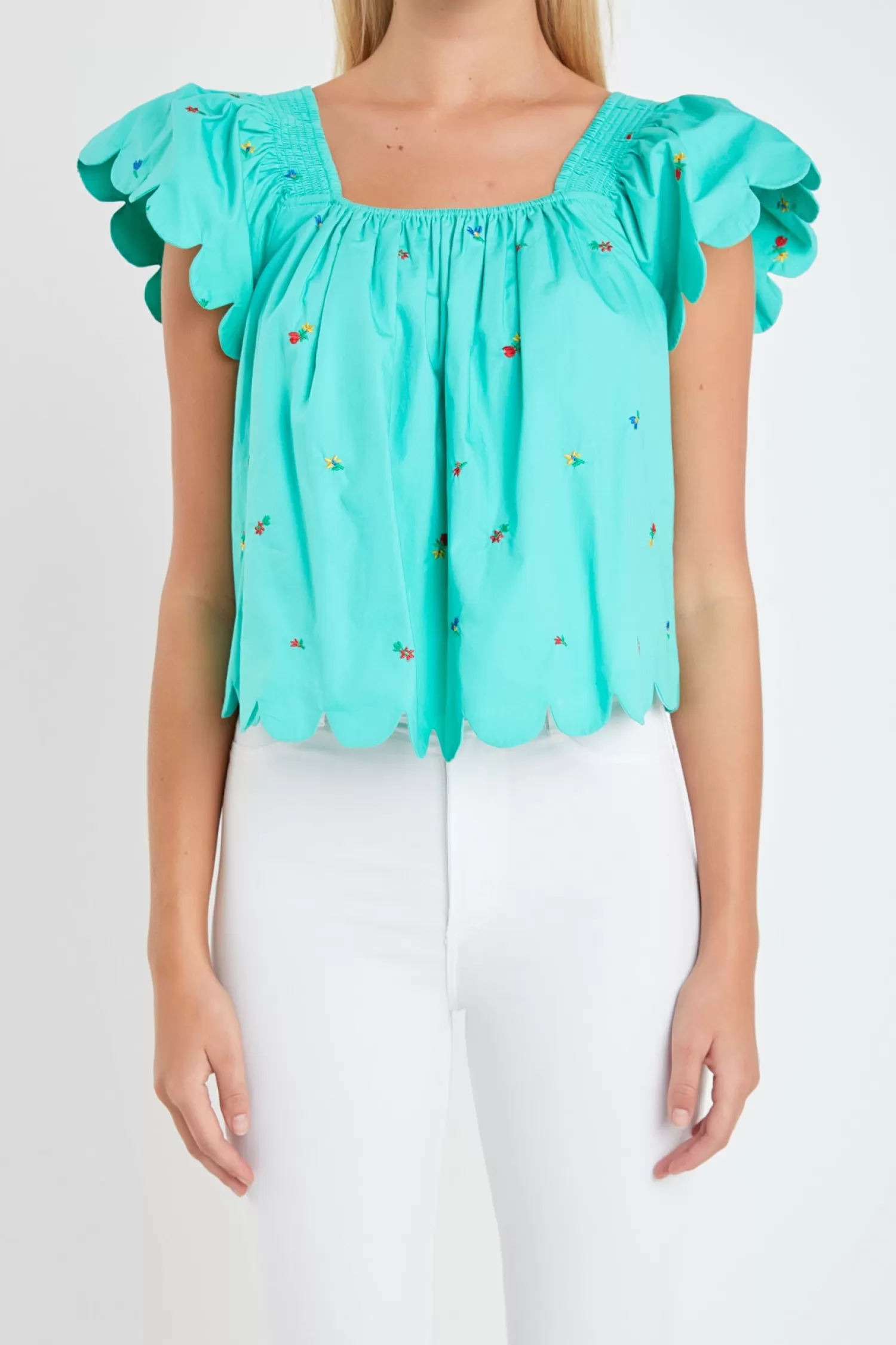 Cheap Scalloped Hem Ruffle Detail Top Frills And Thrills | Night Out