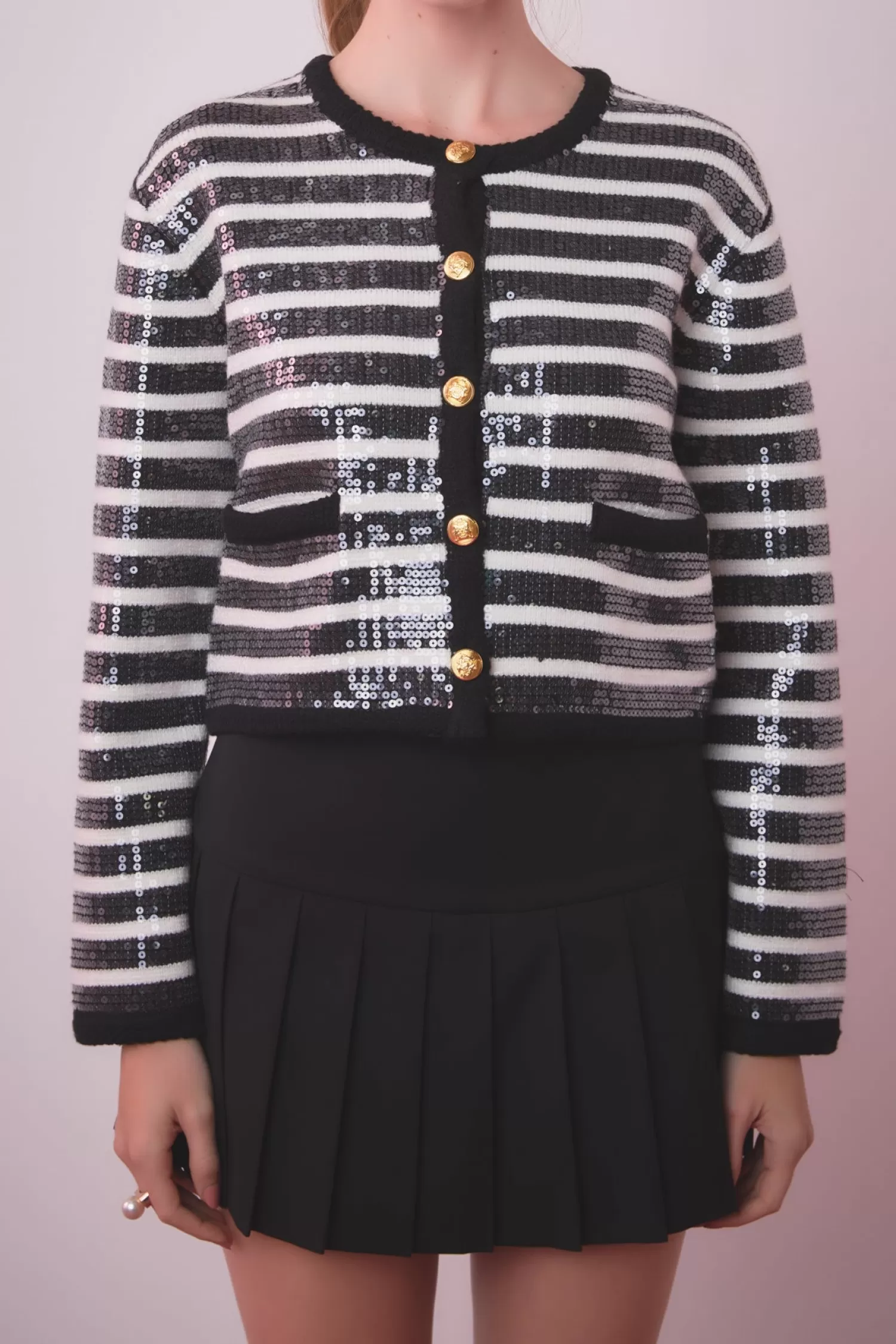 Cheap Sequin Striped Knit Cardigan Stripe Wonders | The Lady Jacket