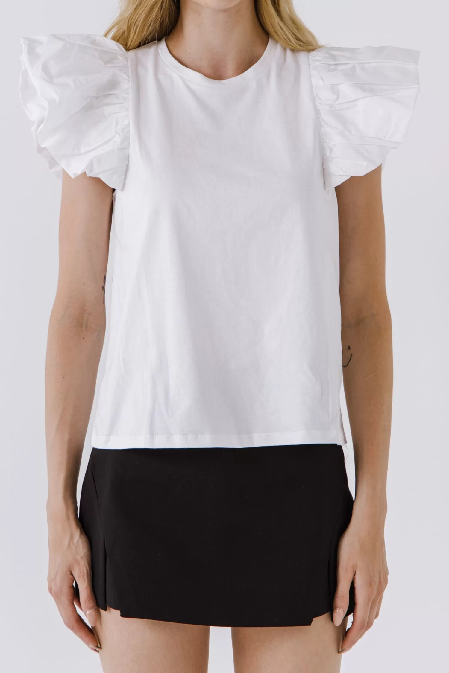 Hot Short Balloon Sleeve Top Frills And Thrills | Tops