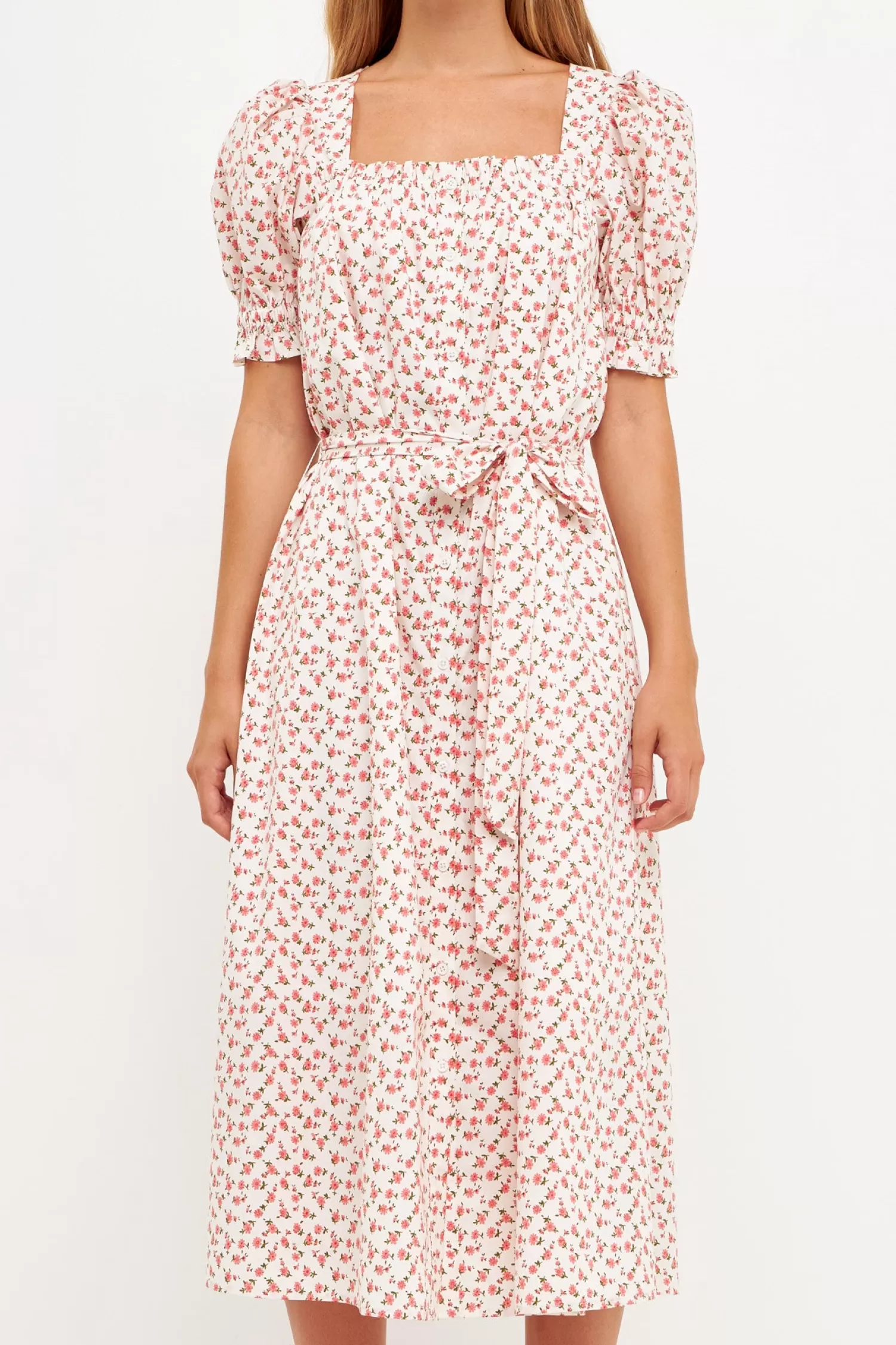 Online Short Puff Sleeve Floral Midi Dress Date Night Dreams | Bridal Shower Glam