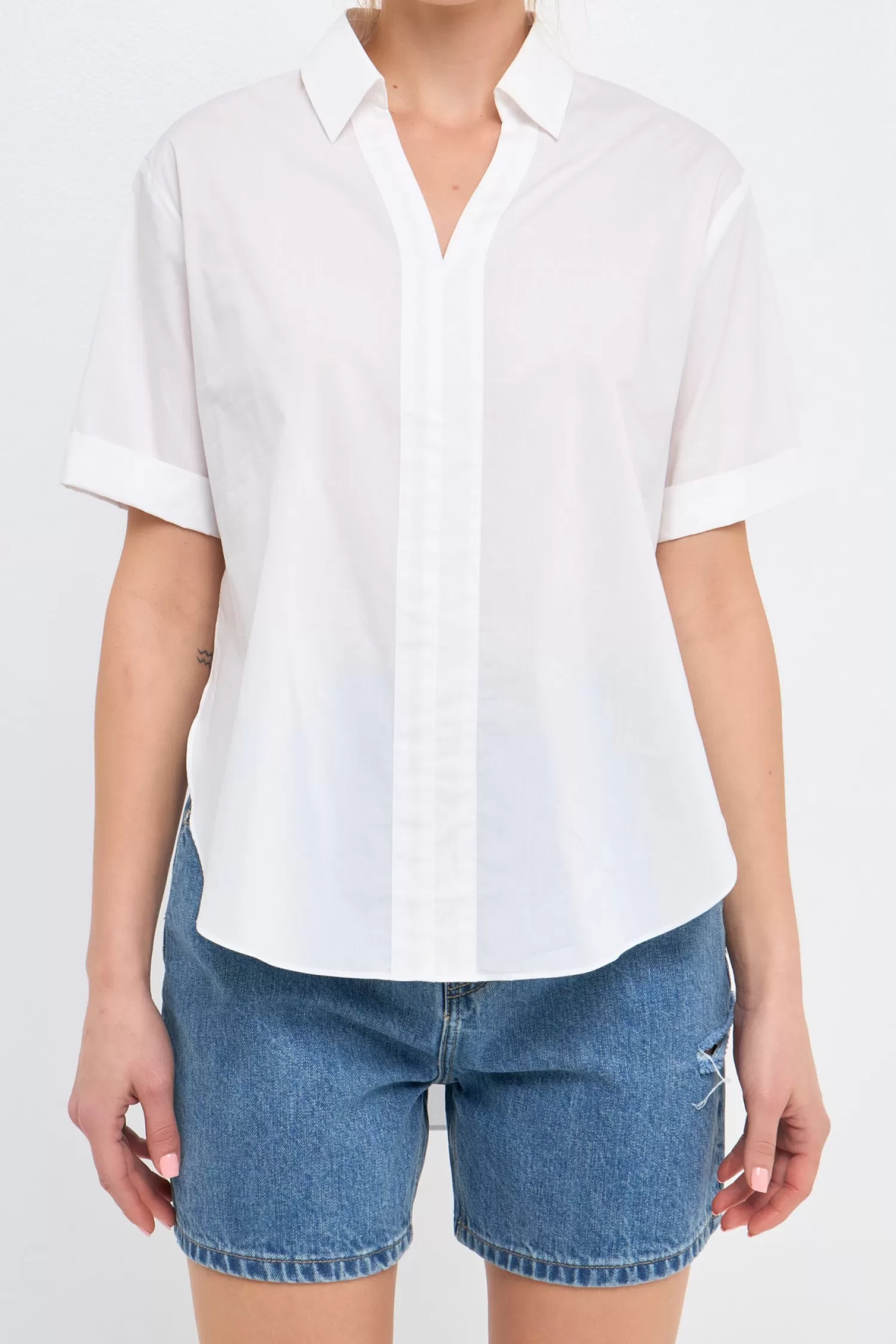 Sale Side Slit Long Shirt Tops