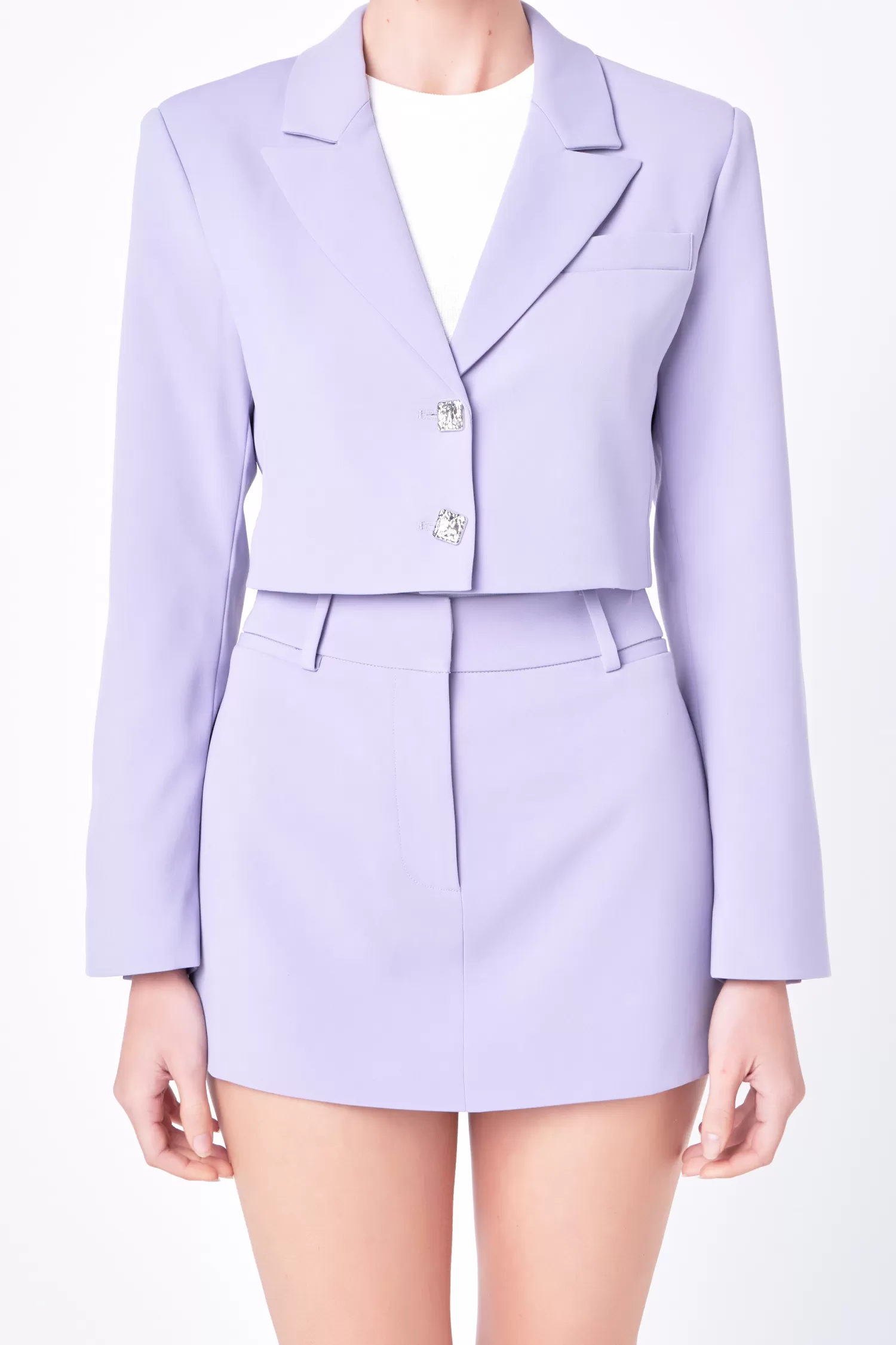 Cheap Silky Cropped Blazer Matching Sets | Jackets & Coats