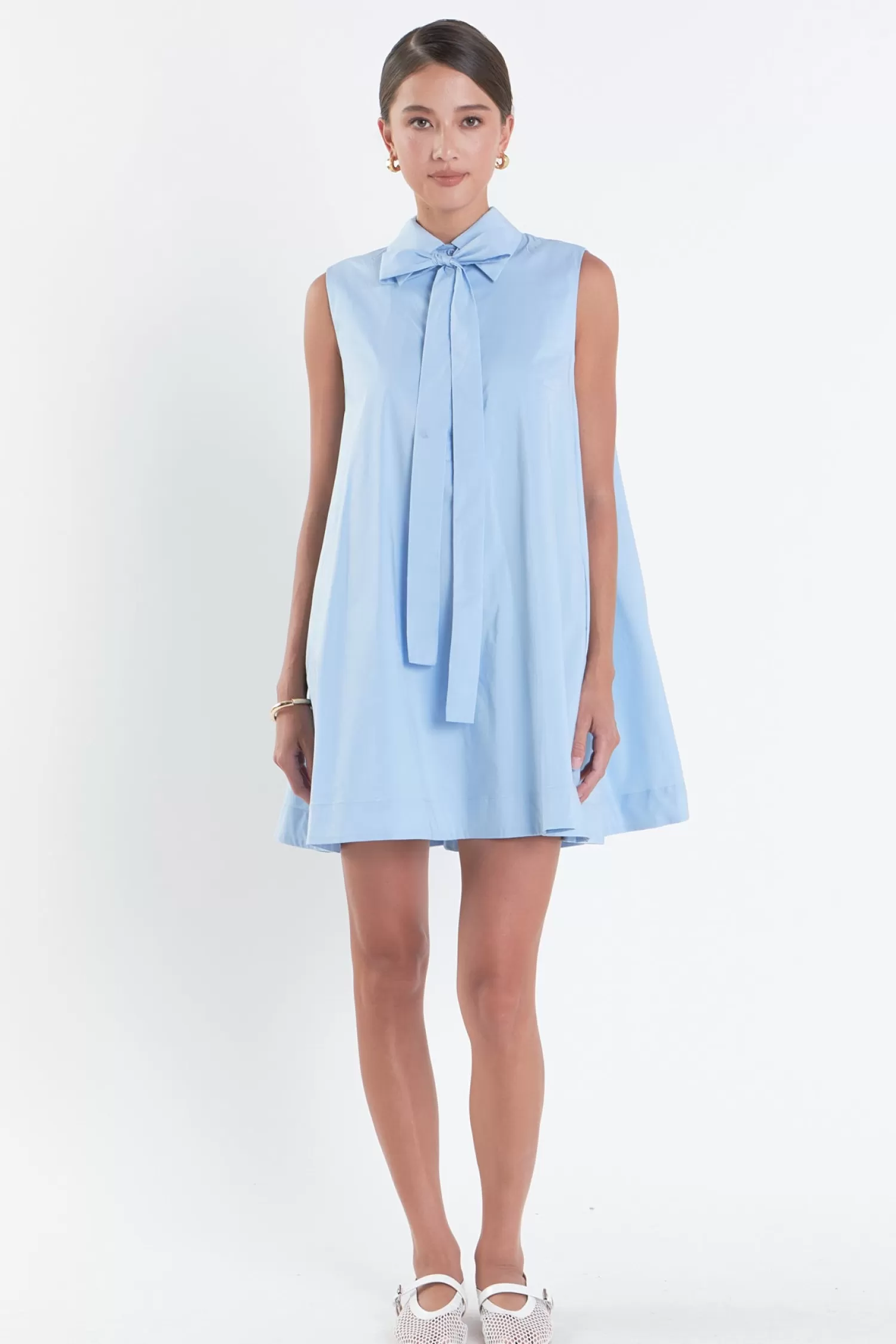 Flash Sale Sleeveless Bow Shirt Dress Mini Dresses | Dresses