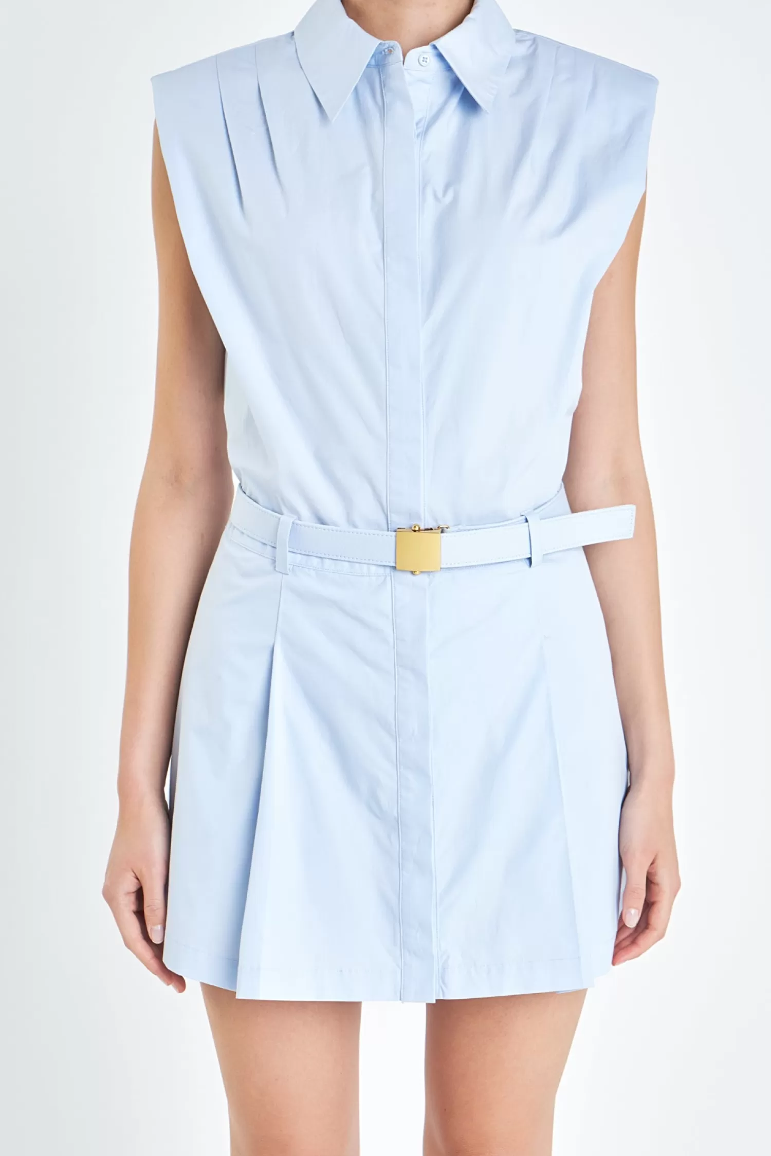 Clearance Sleeveless Shirt Mini Dress Office Chic | Mini Dresses