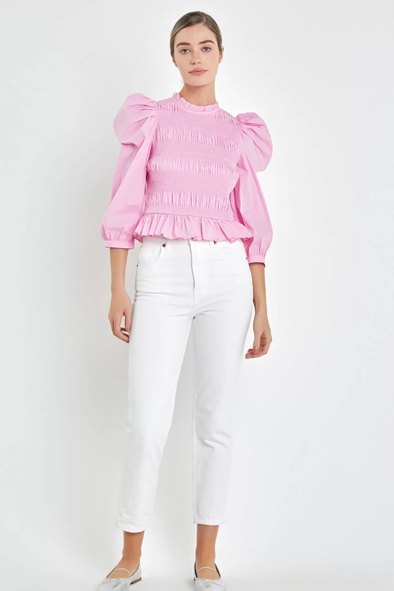 Online Smocking Detail Poplin Blouse Tops | Best Sellers