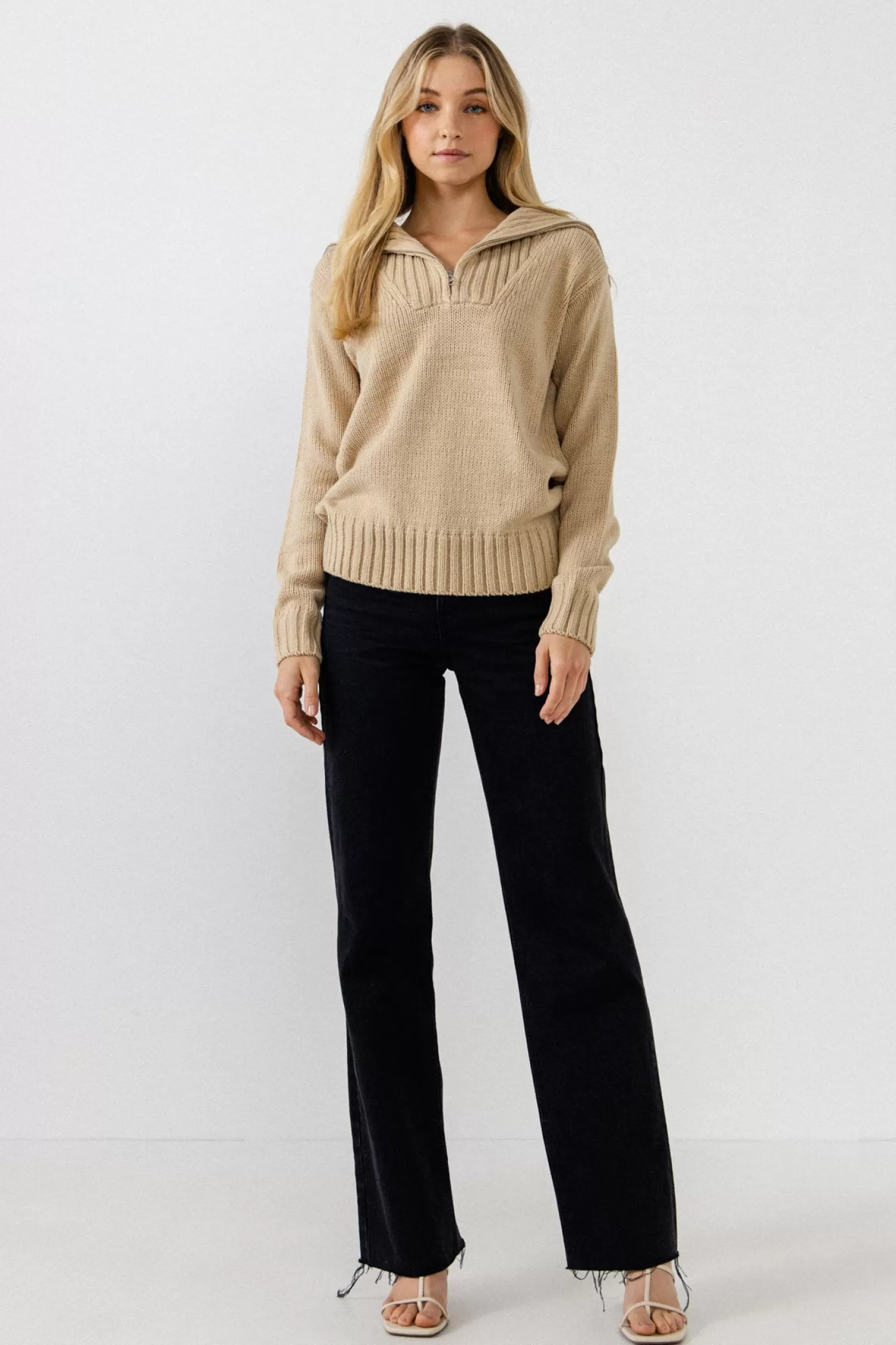 Shop Solid Knit Zip Pullover Sweaters & Knits | Sweater Season