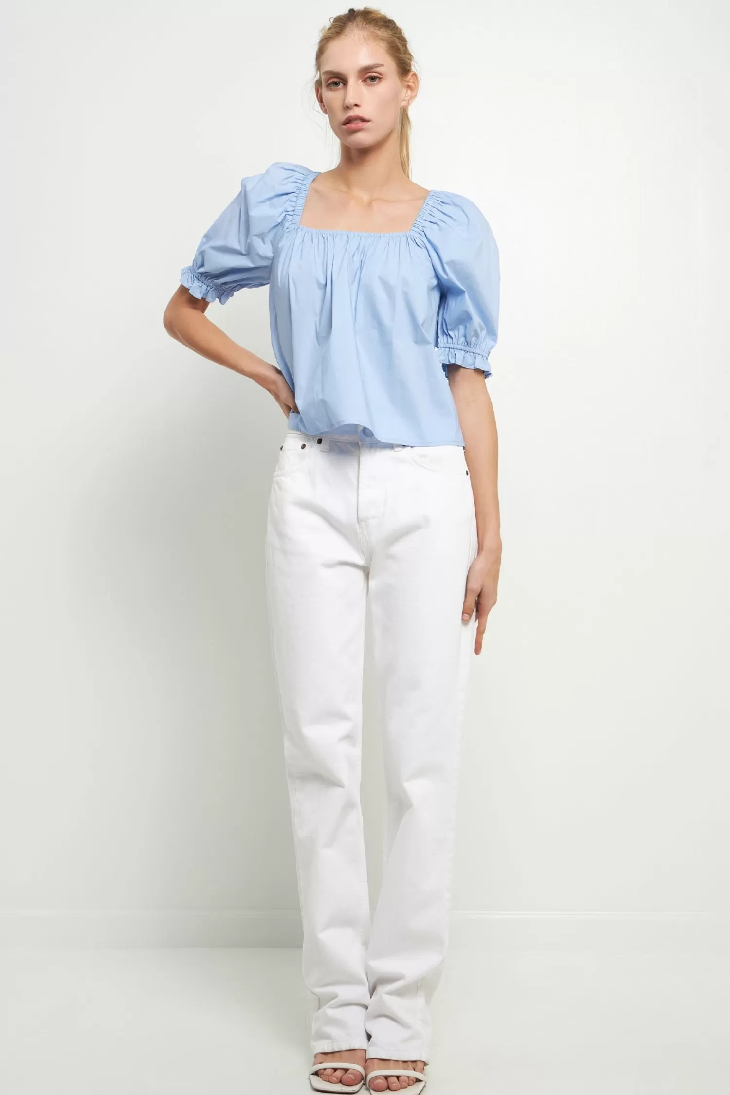 Fashion Square neckline Puff Sleeve Top Puff Sleeve Perfection | Tops