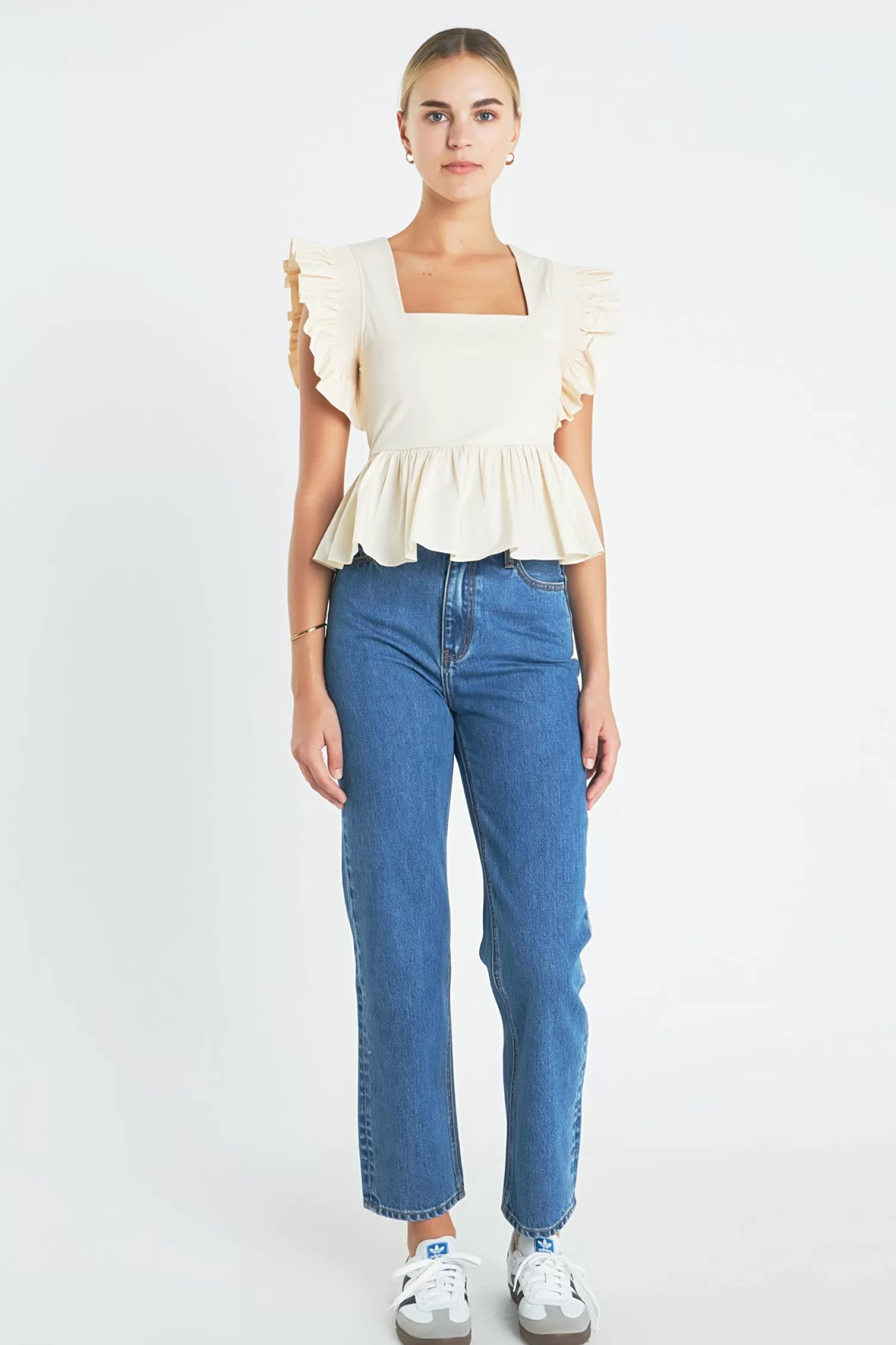 Online Square Neckline Ruffled Top Frills And Thrills | Tops