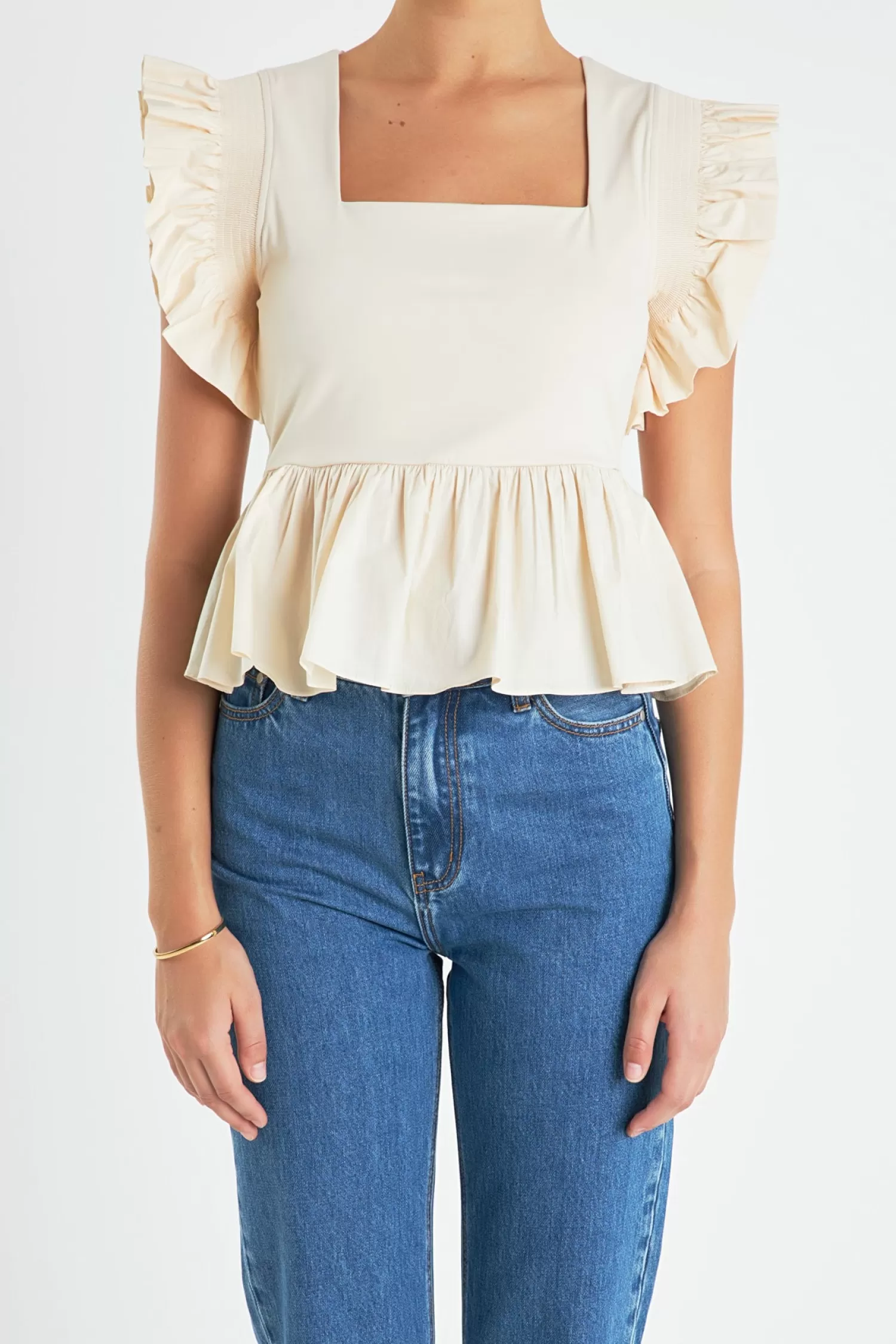 Online Square Neckline Ruffled Top Frills And Thrills | Tops