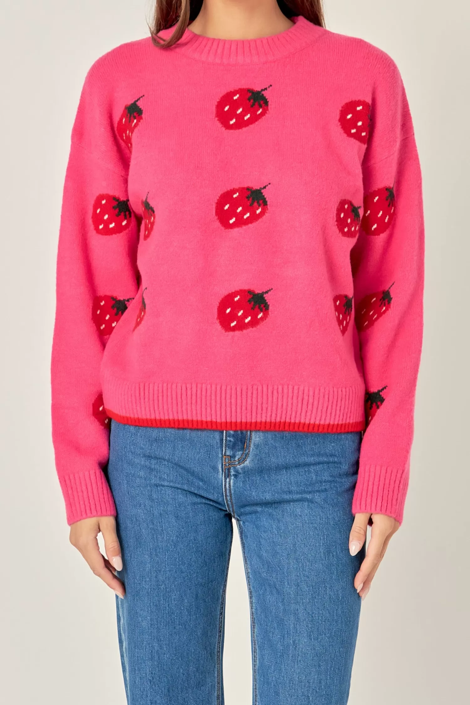 Best Sale Strawberry Crew Neck Knit Sweaters & Knits | Sweater Season