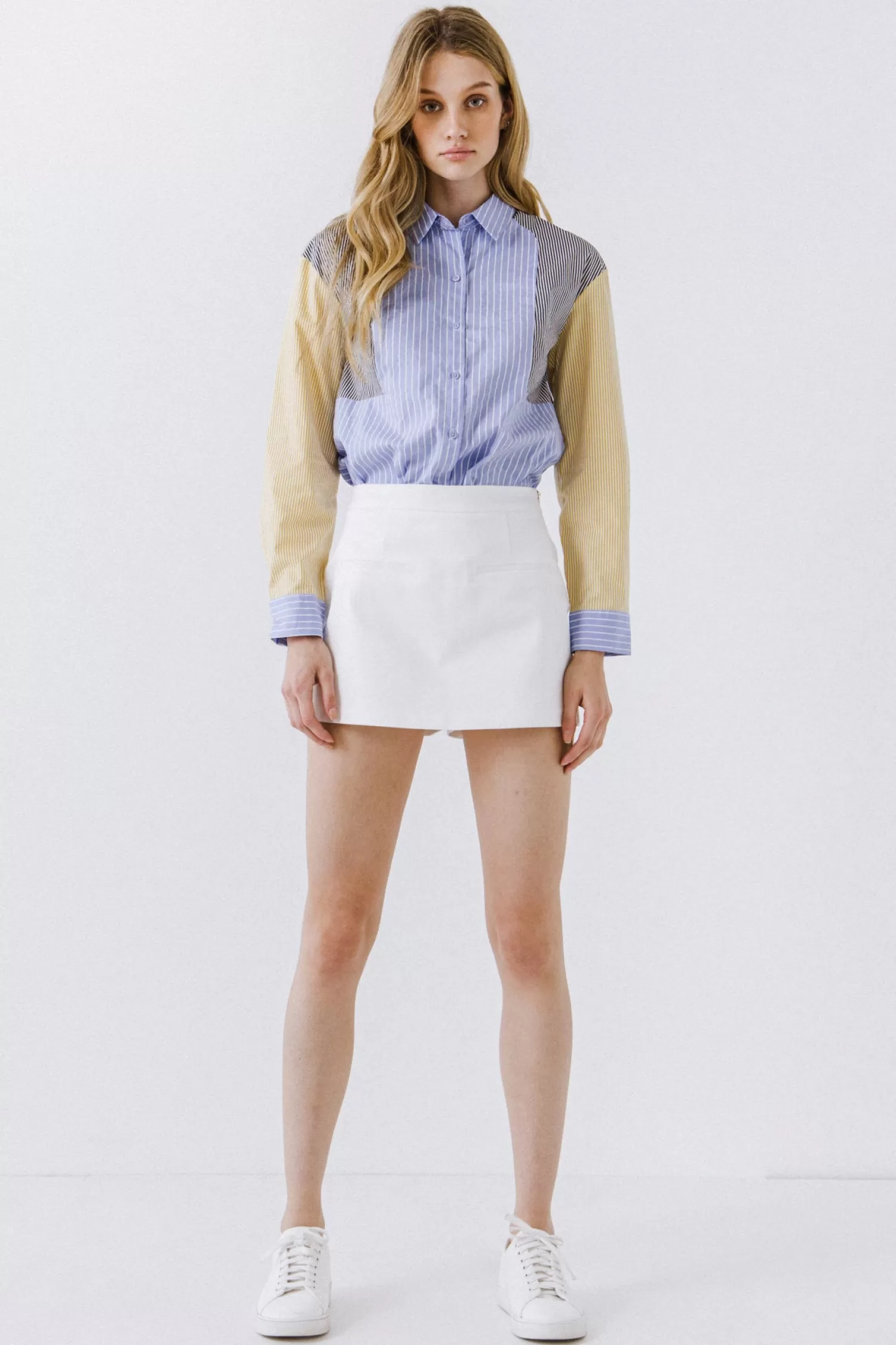 Online Stripe Color Block Shirt Tops