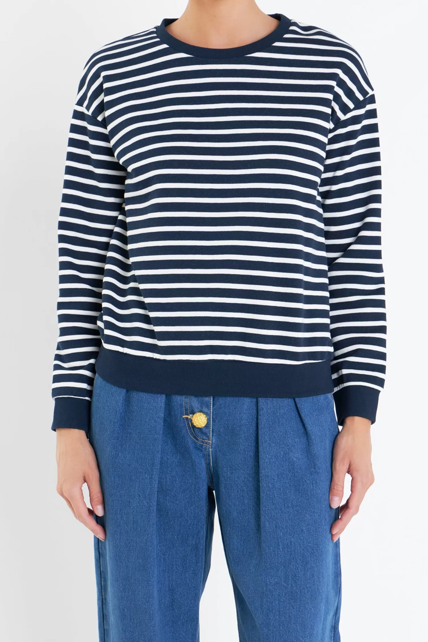 Shop Stripe Drop Shoulder Sweatshirt Tops