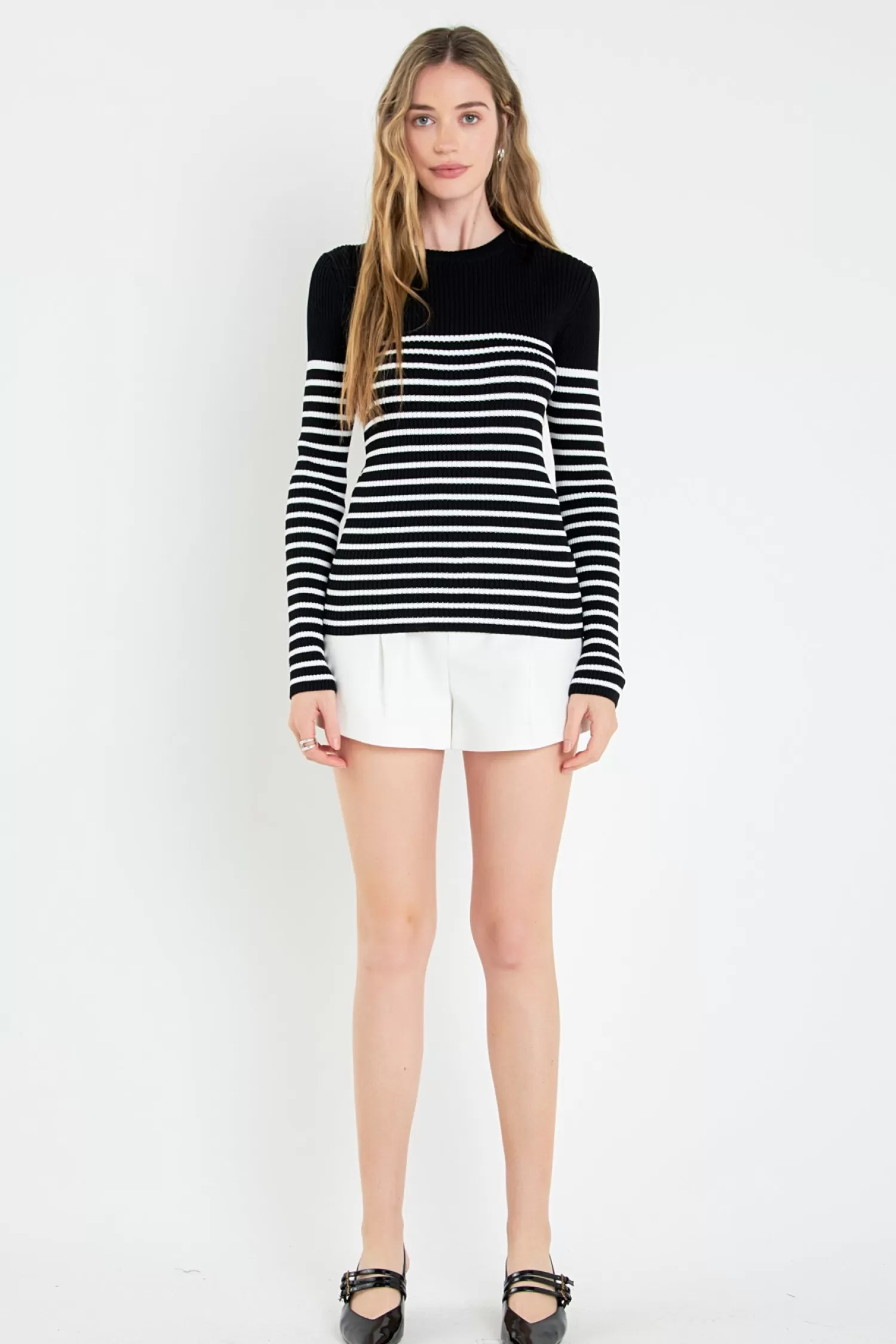 Clearance Stripe Long Sleeve Knit Top Stripe Wonders | Sweaters & Knits