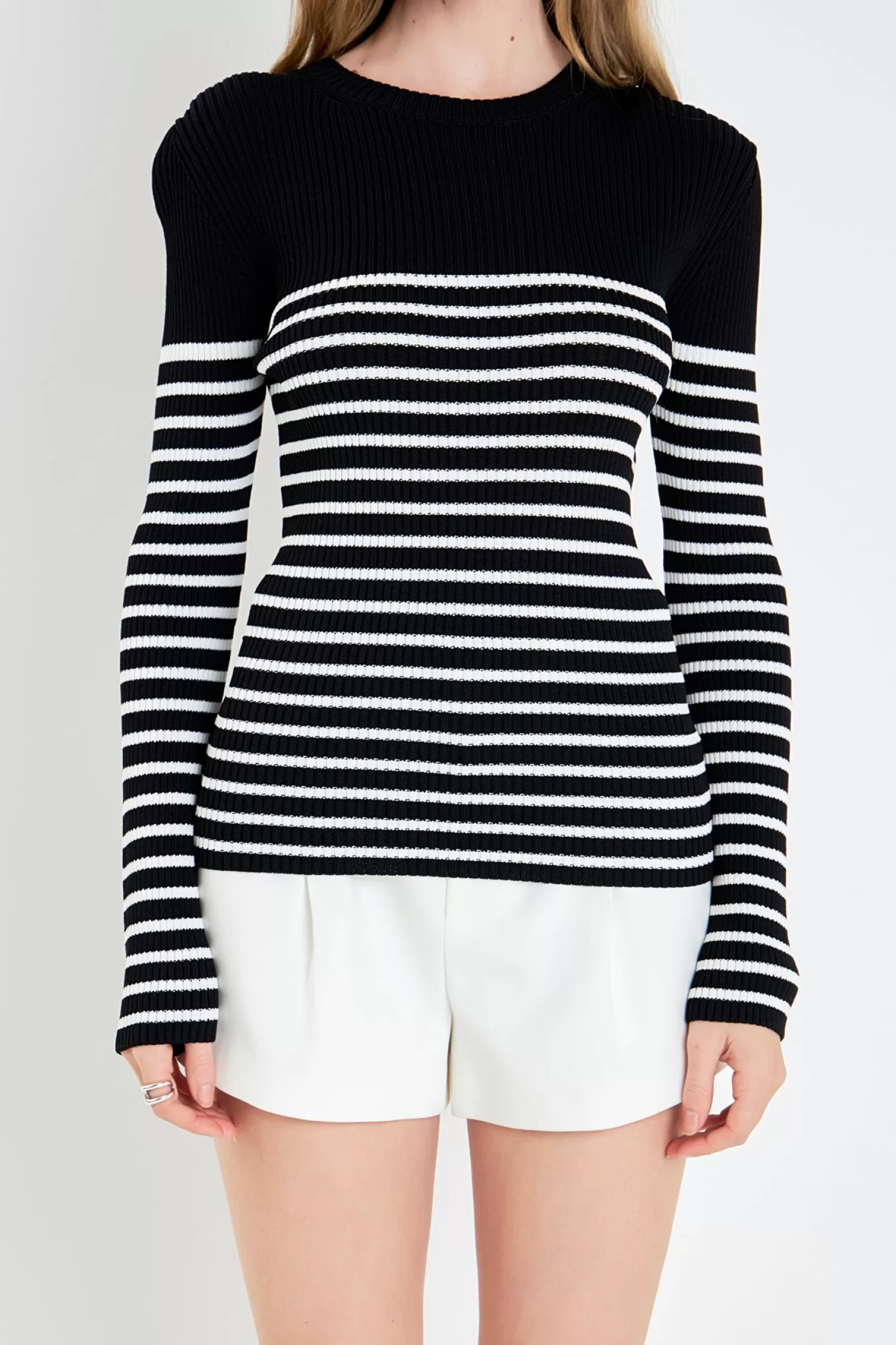 Clearance Stripe Long Sleeve Knit Top Stripe Wonders | Sweaters & Knits