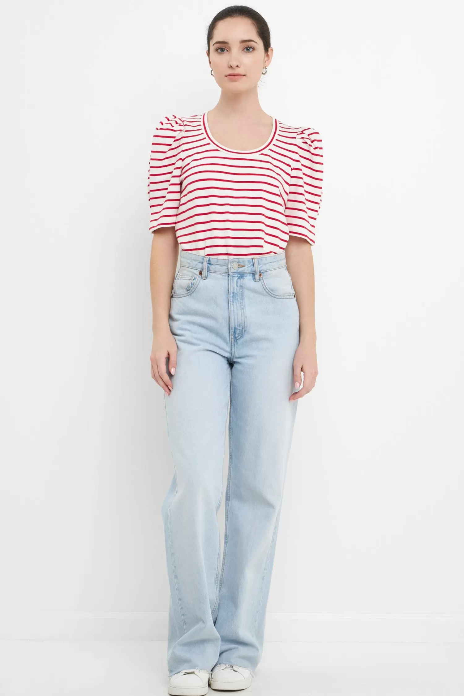 Outlet Stripe Pleated Puff Sleeve Top Stripe Wonders | Puff Sleeve Perfection