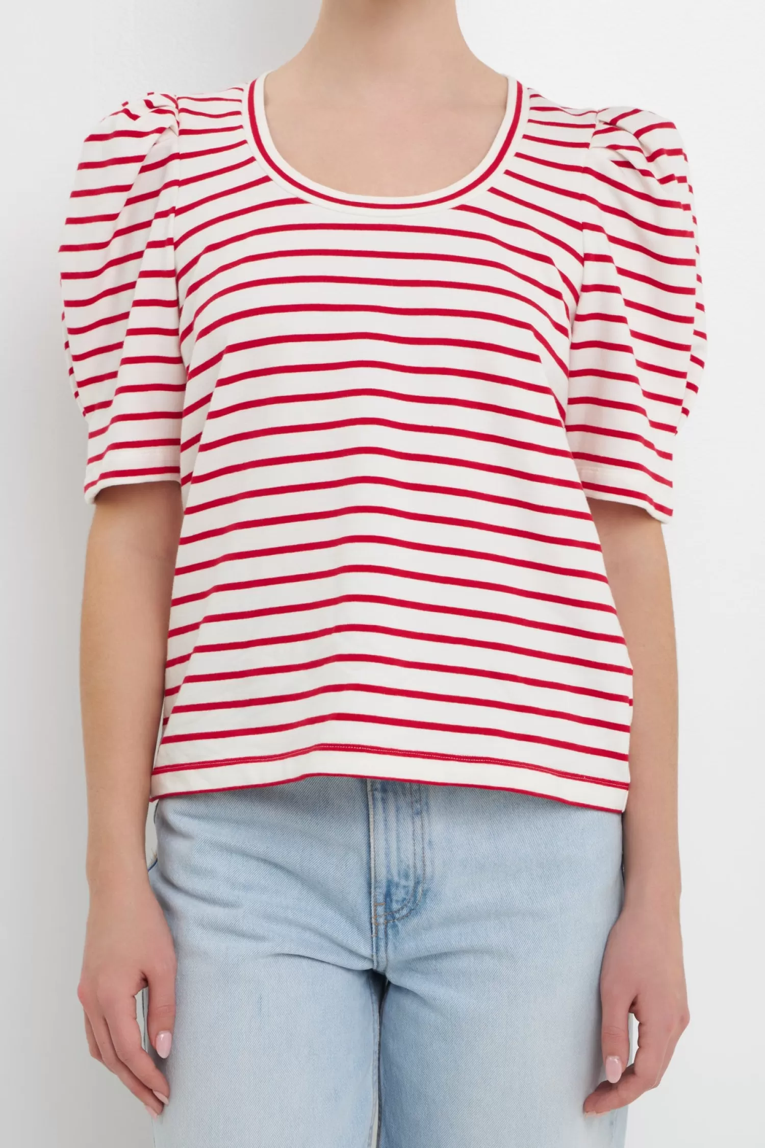 Outlet Stripe Pleated Puff Sleeve Top Stripe Wonders | Puff Sleeve Perfection