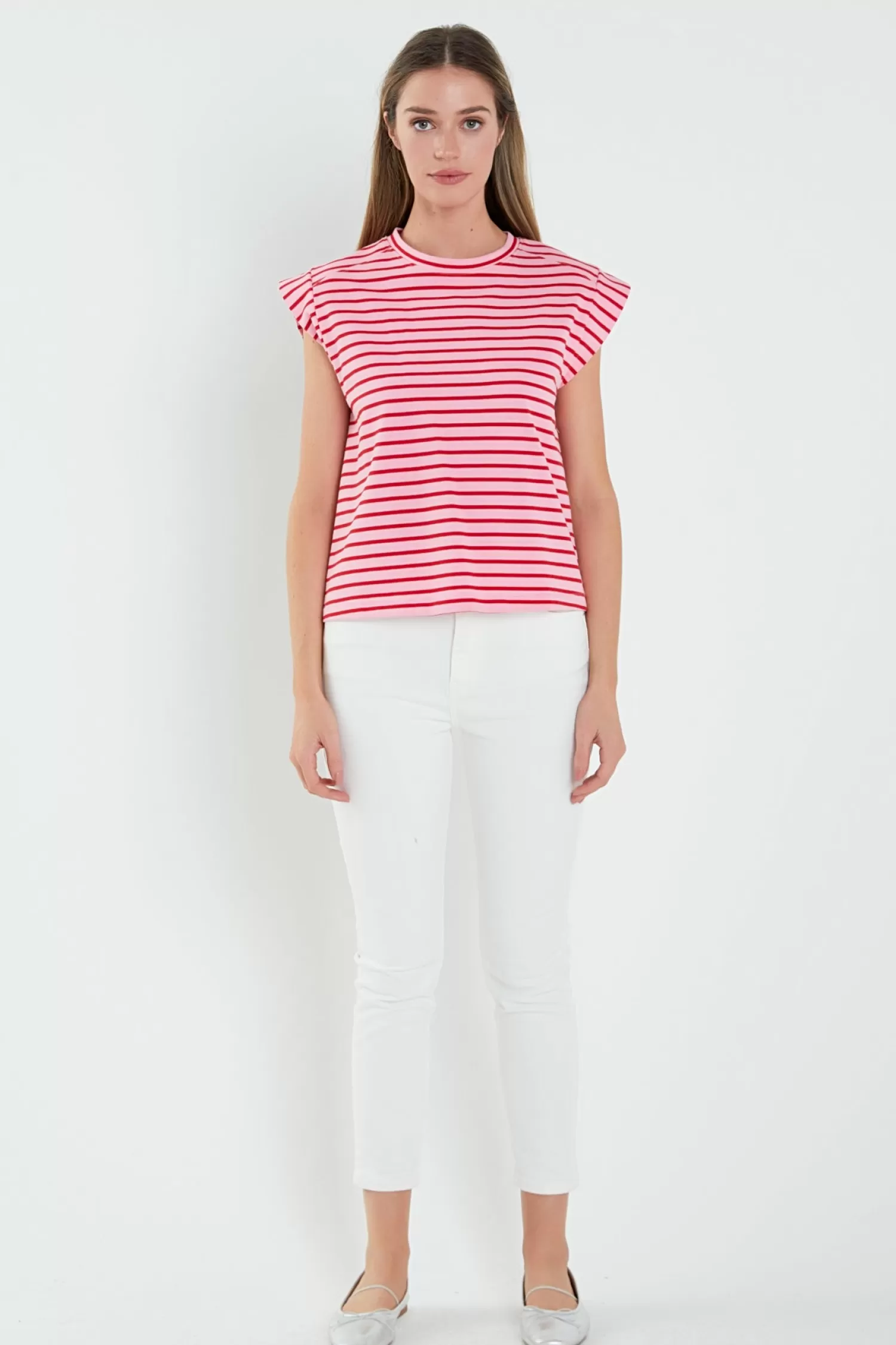 Fashion Stripe Rib Cotton T-shirt Stripe Wonders | Tops