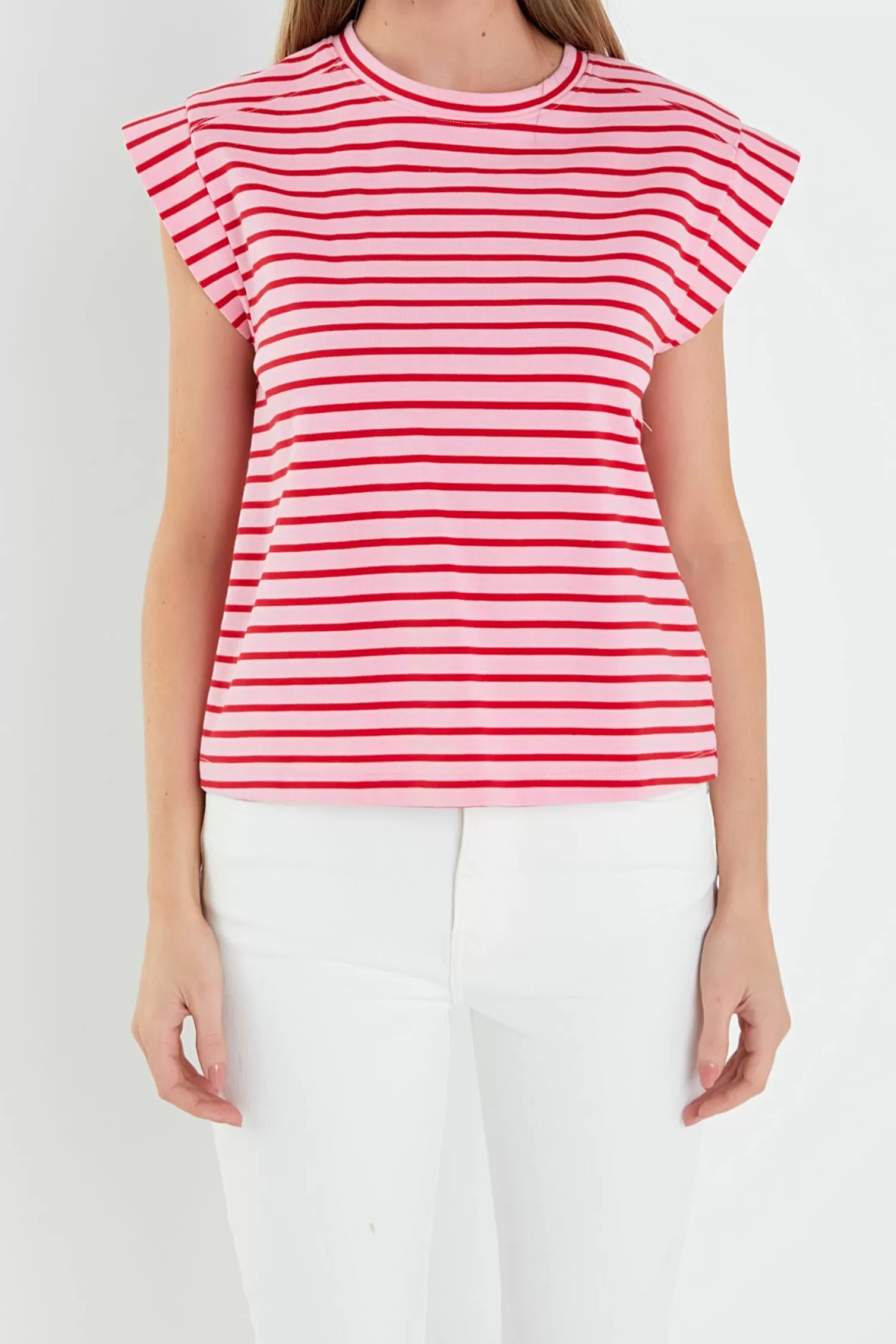 Fashion Stripe Rib Cotton T-shirt Stripe Wonders | Tops