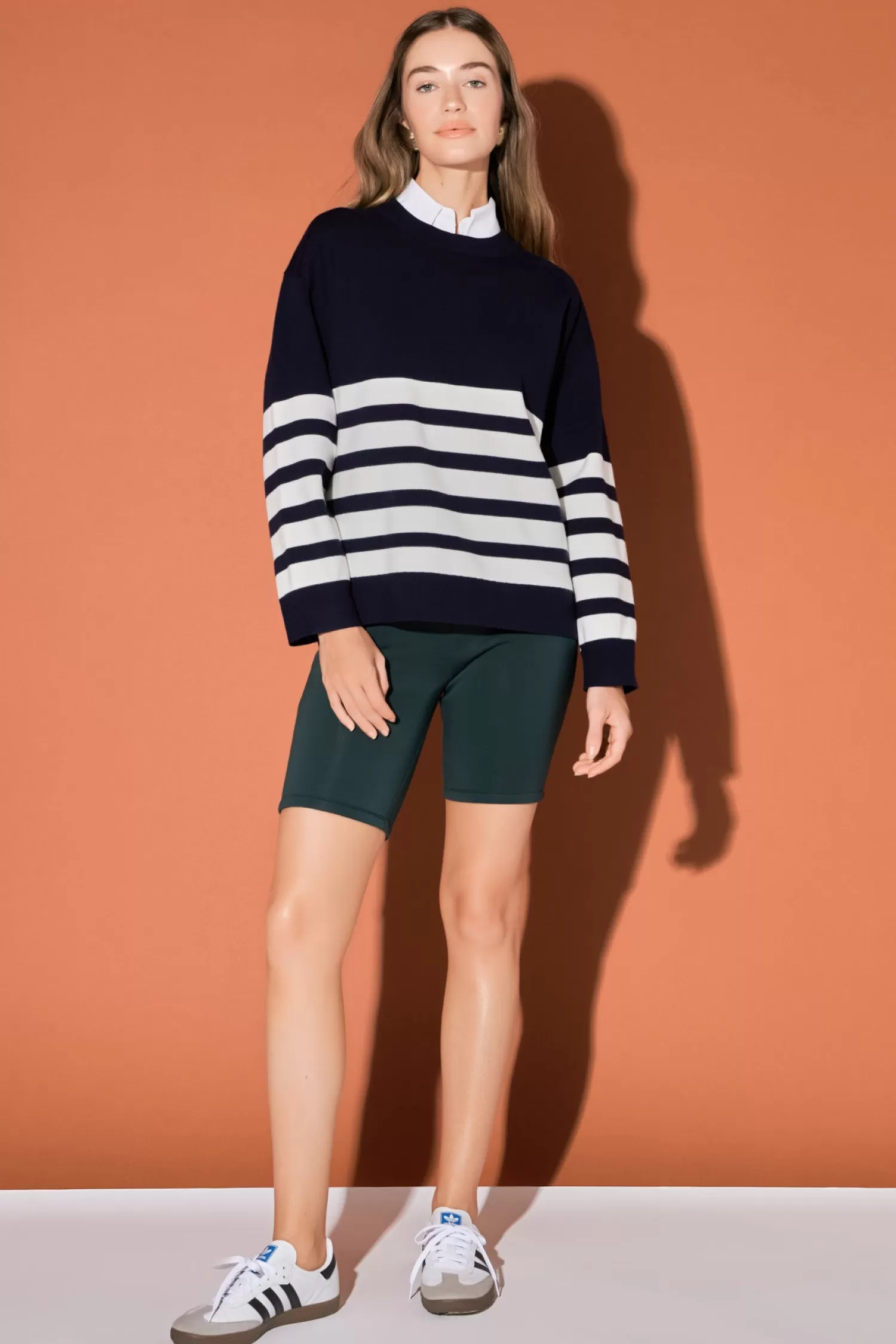 Cheap Stripe Round Neck Sweater Stripe Wonders | Old Money Aesthetic