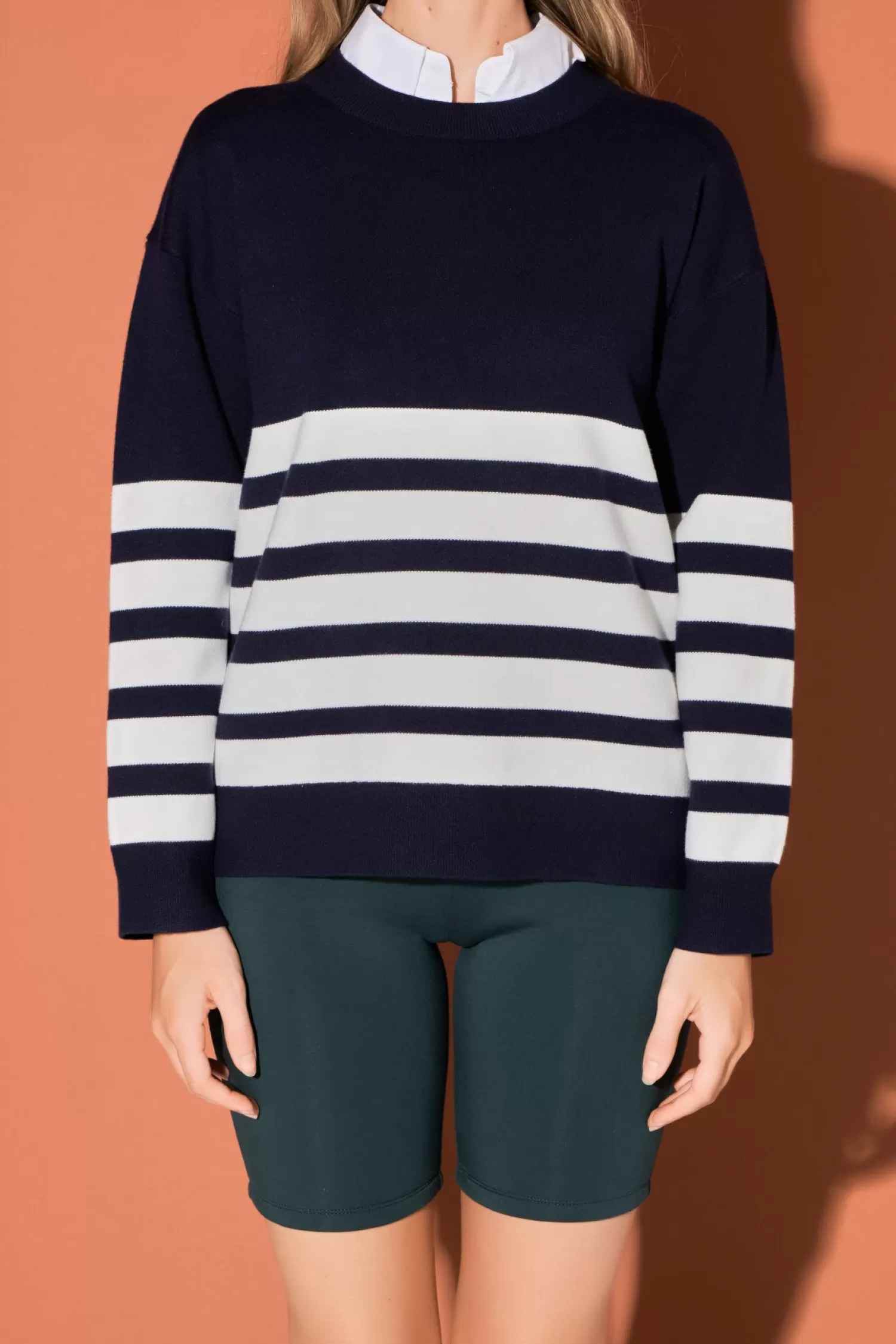 Cheap Stripe Round Neck Sweater Stripe Wonders | Old Money Aesthetic