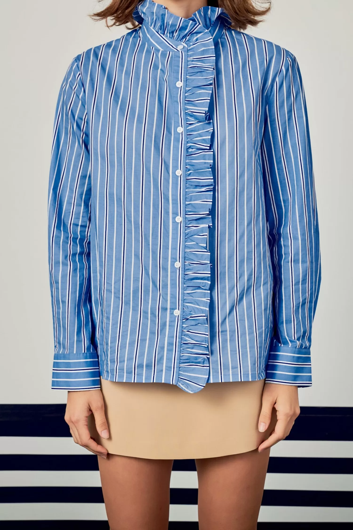 Shop Stripe Ruffled Shirt Best Sellers | Frills And Thrills