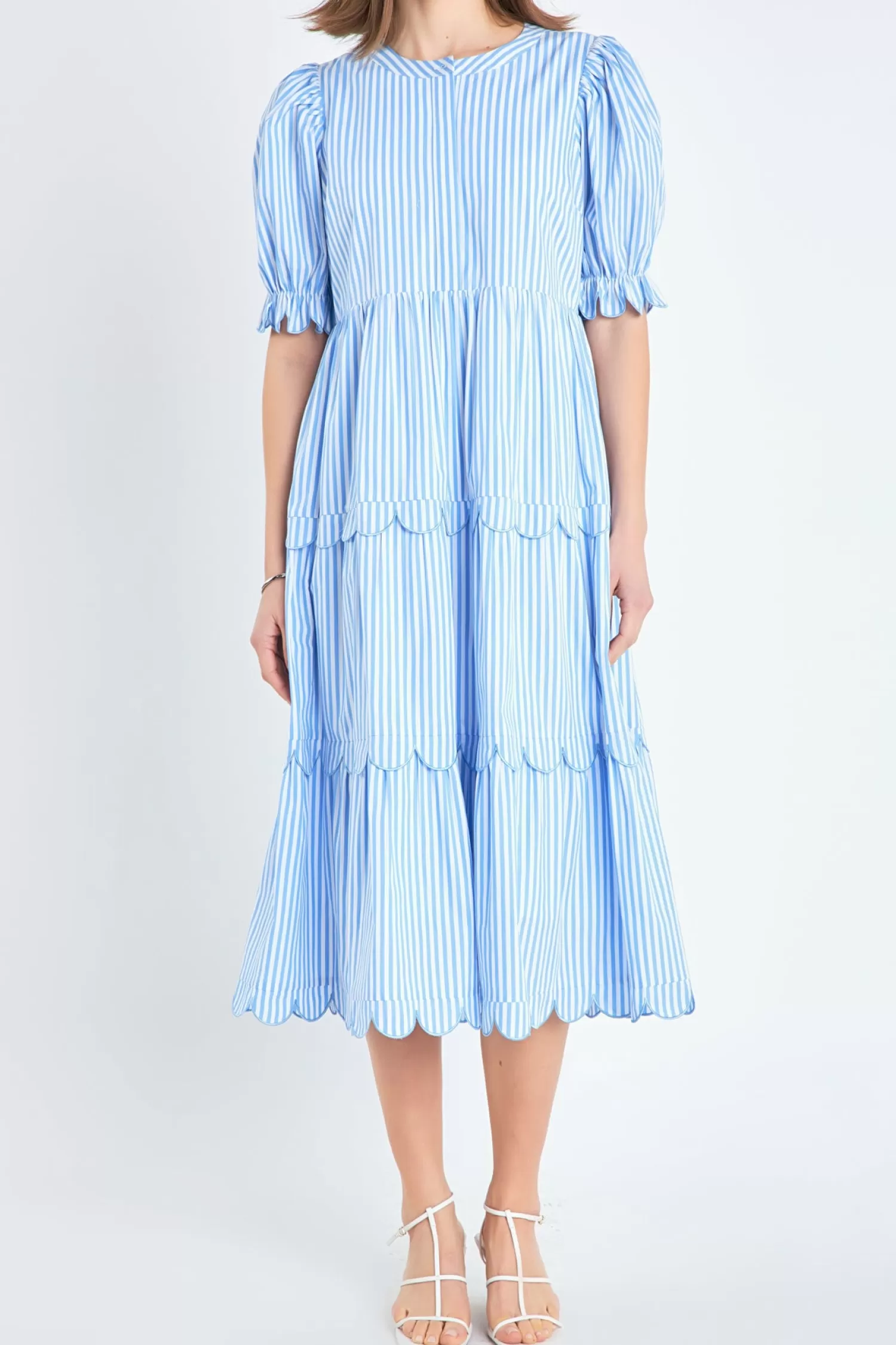 Best Stripe Scallop Edge Midi Dress Best Sellers | Best Sellers