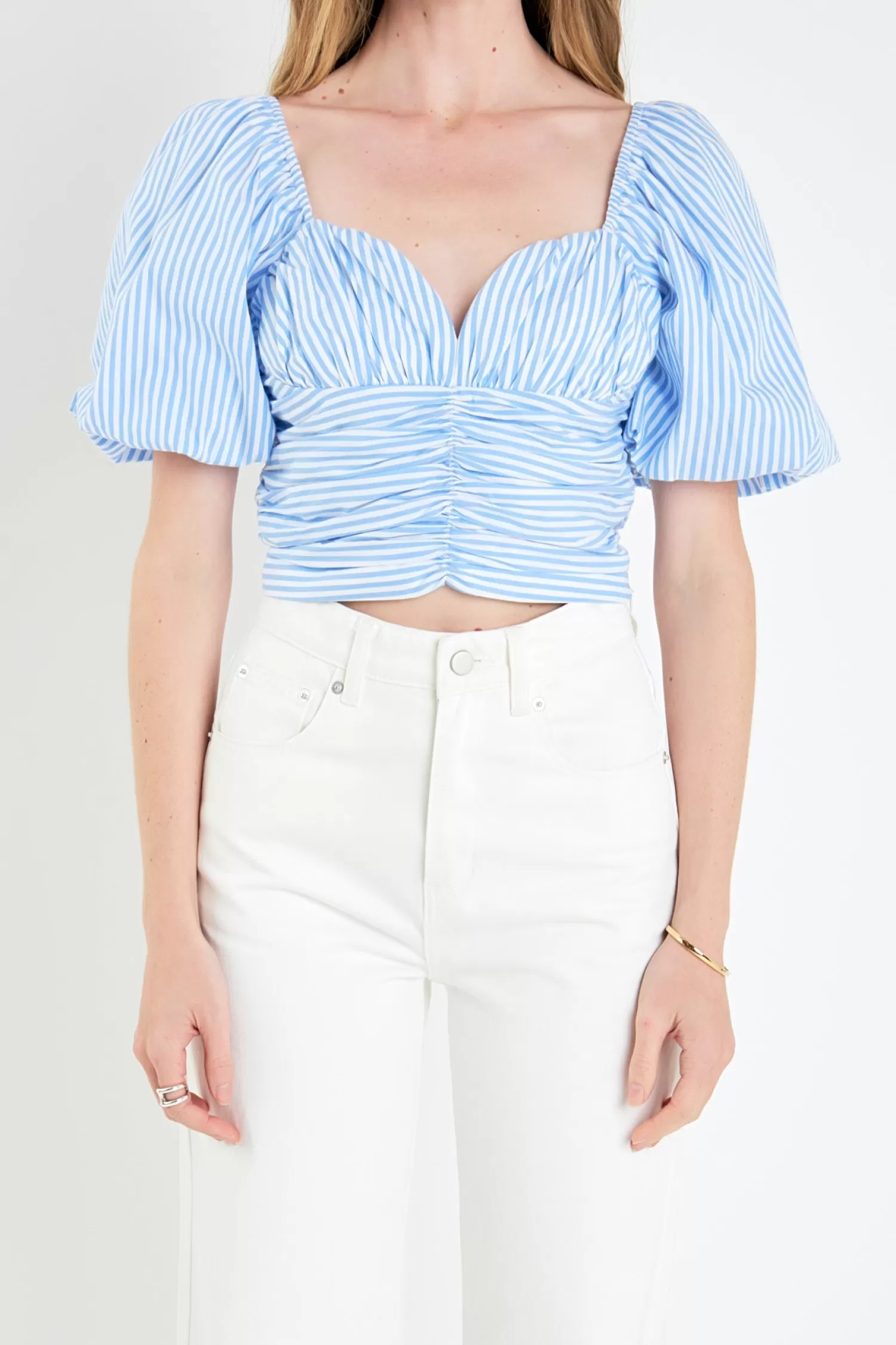 Best Sale Stripe Shirred Detail Top Stripe Wonders | Tops