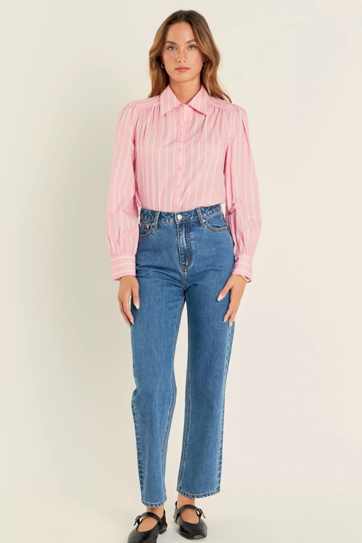 Clearance Stripe Shirt in Pink Stripe Wonders | Tops