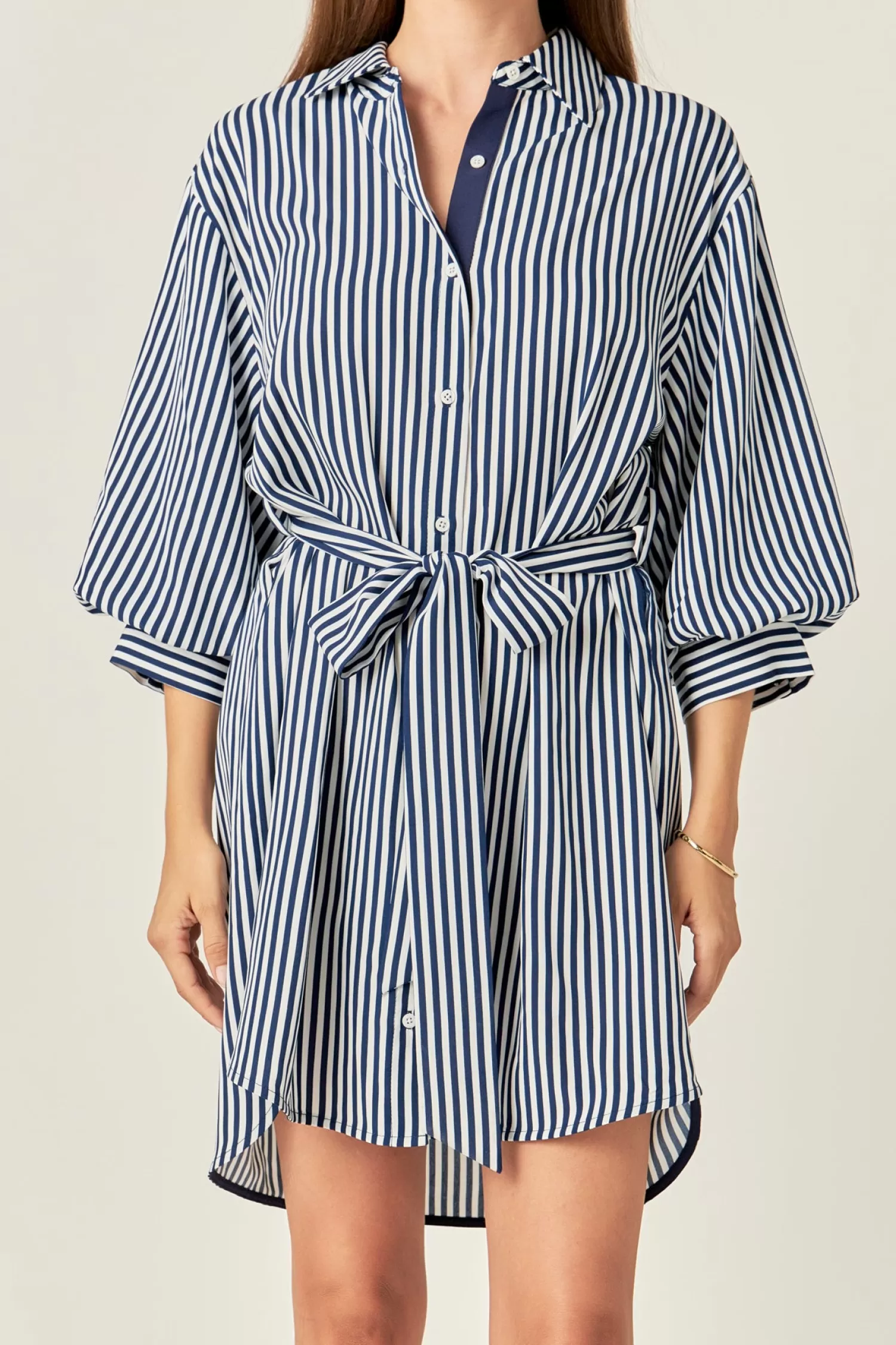 Discount Stripe Shirt Mini Dress Dresses