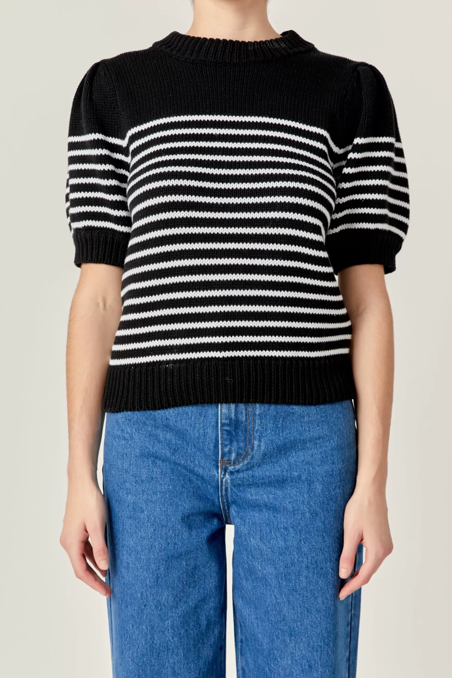 Cheap Stripe Short Puff Sleeve Sweater Best Sellers | Stripe Wonders