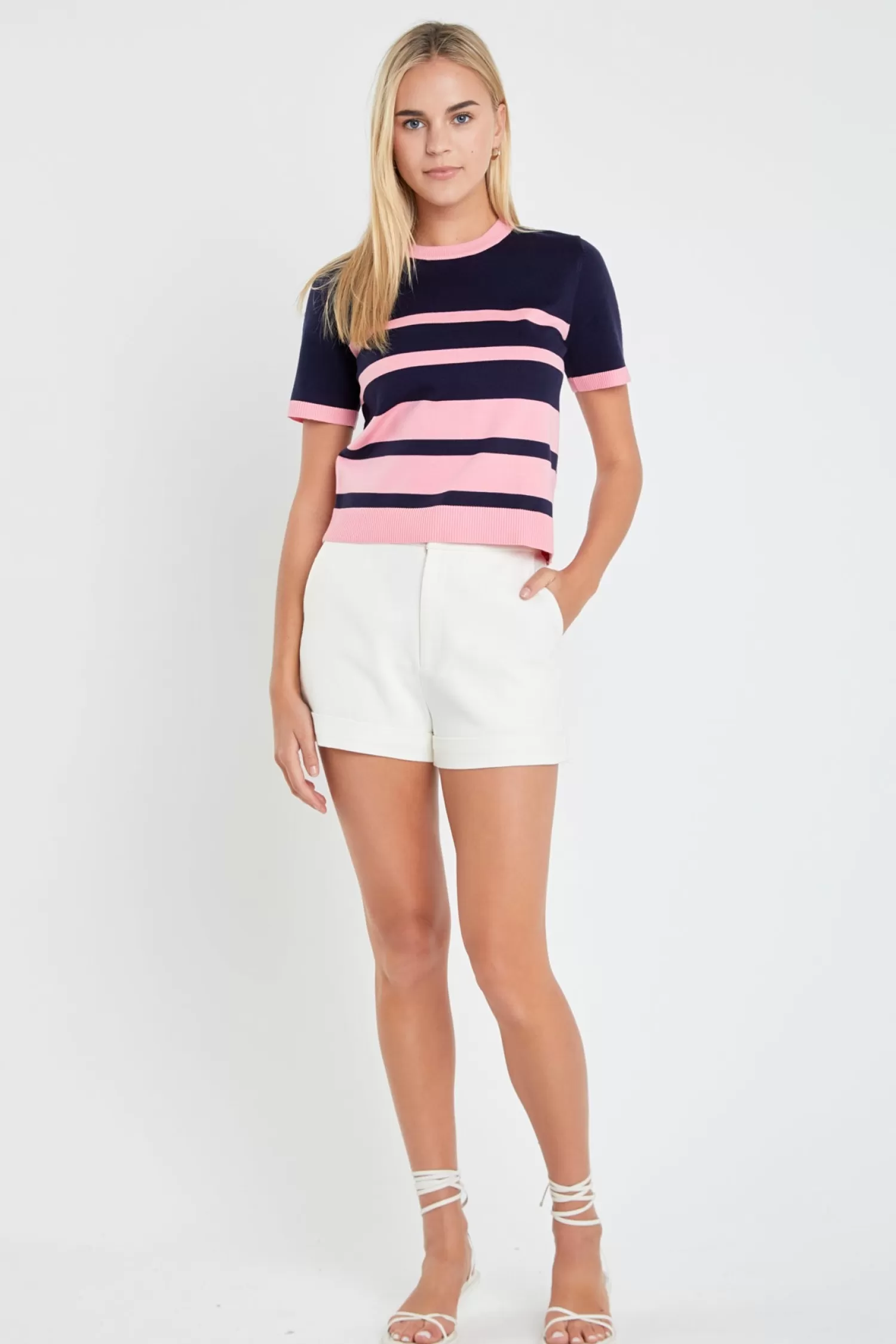 Sale Stripe Short Sleeve Knit Top Stripe Wonders | Tops