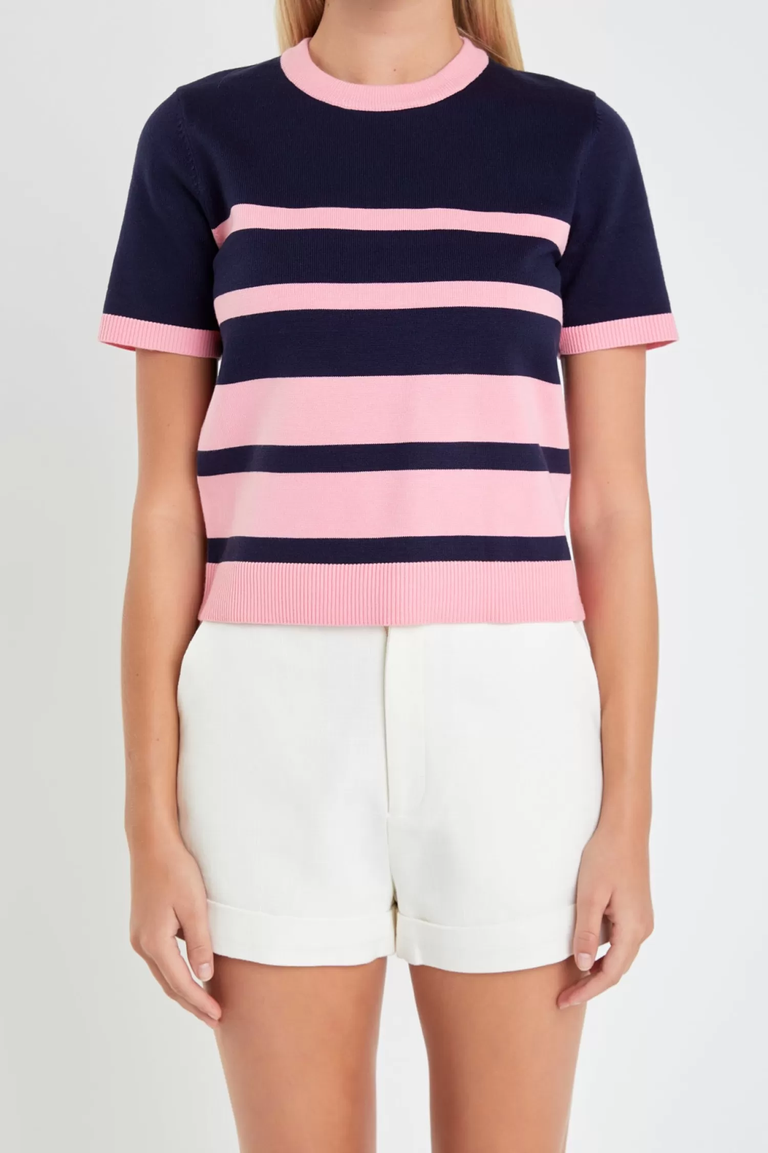 Sale Stripe Short Sleeve Knit Top Stripe Wonders | Tops