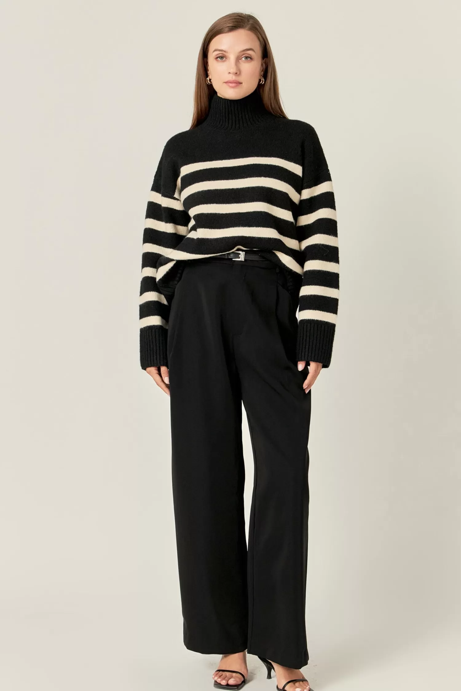 Best Stripe Turtle Neck Knit Tops