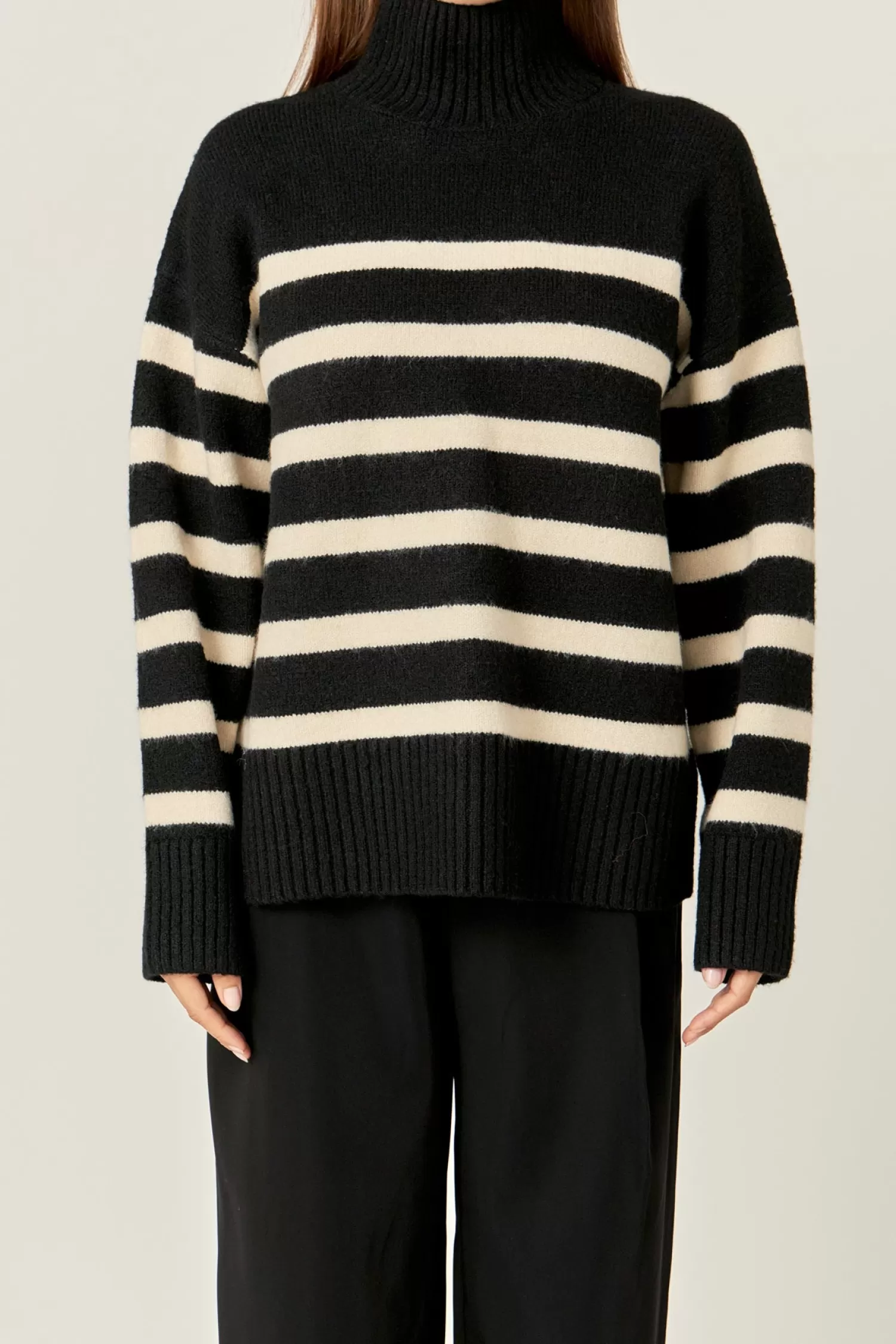 Best Stripe Turtle Neck Knit Tops