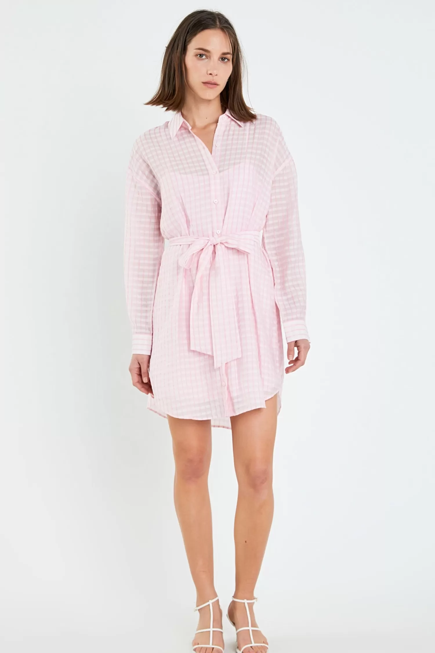 Best Striped Belted Tunic Shirt Dress Mini Dresses | Lounge & Casual