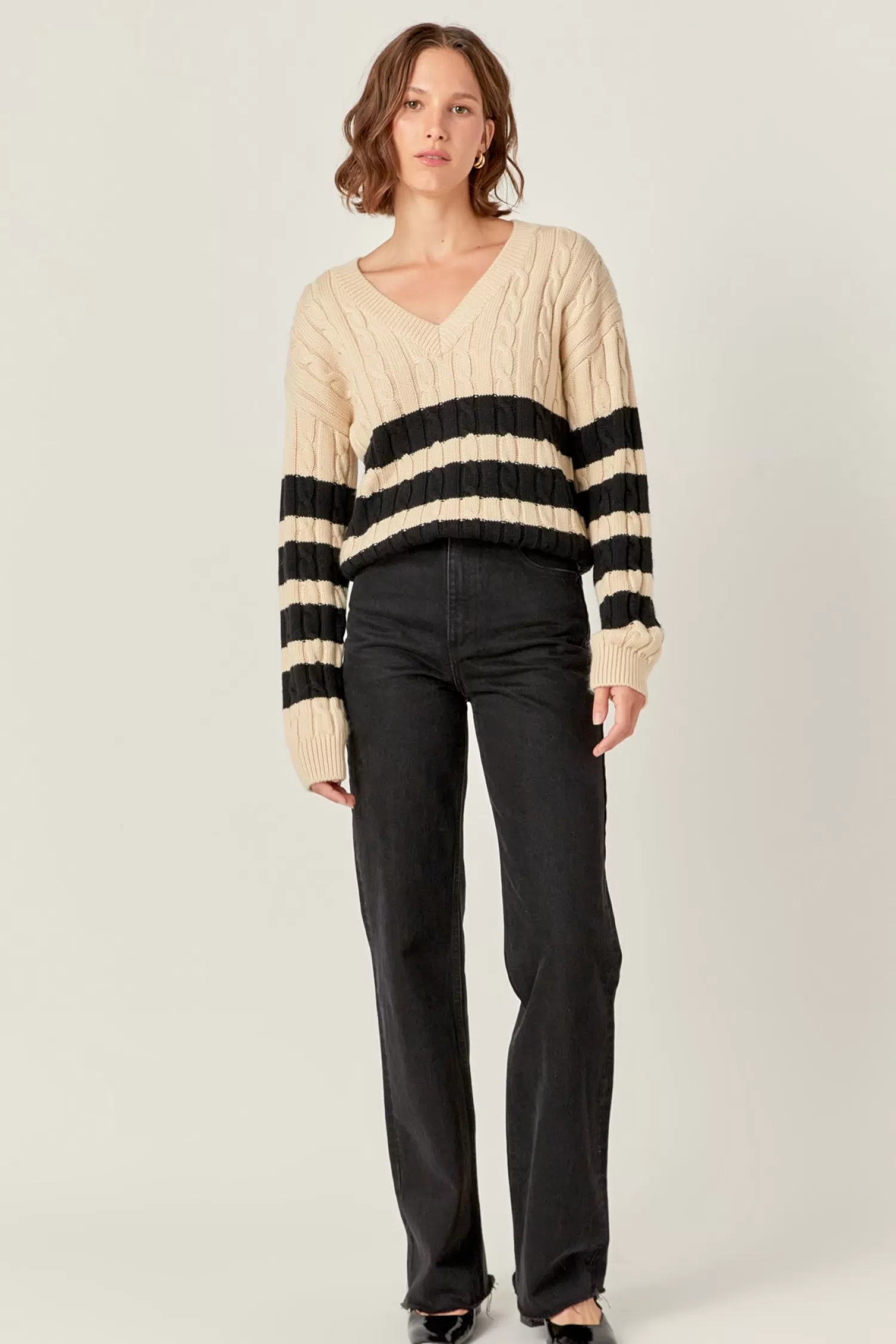 Sale Striped Cable Knit Sweater Sweaters & Knits | Sweater Season