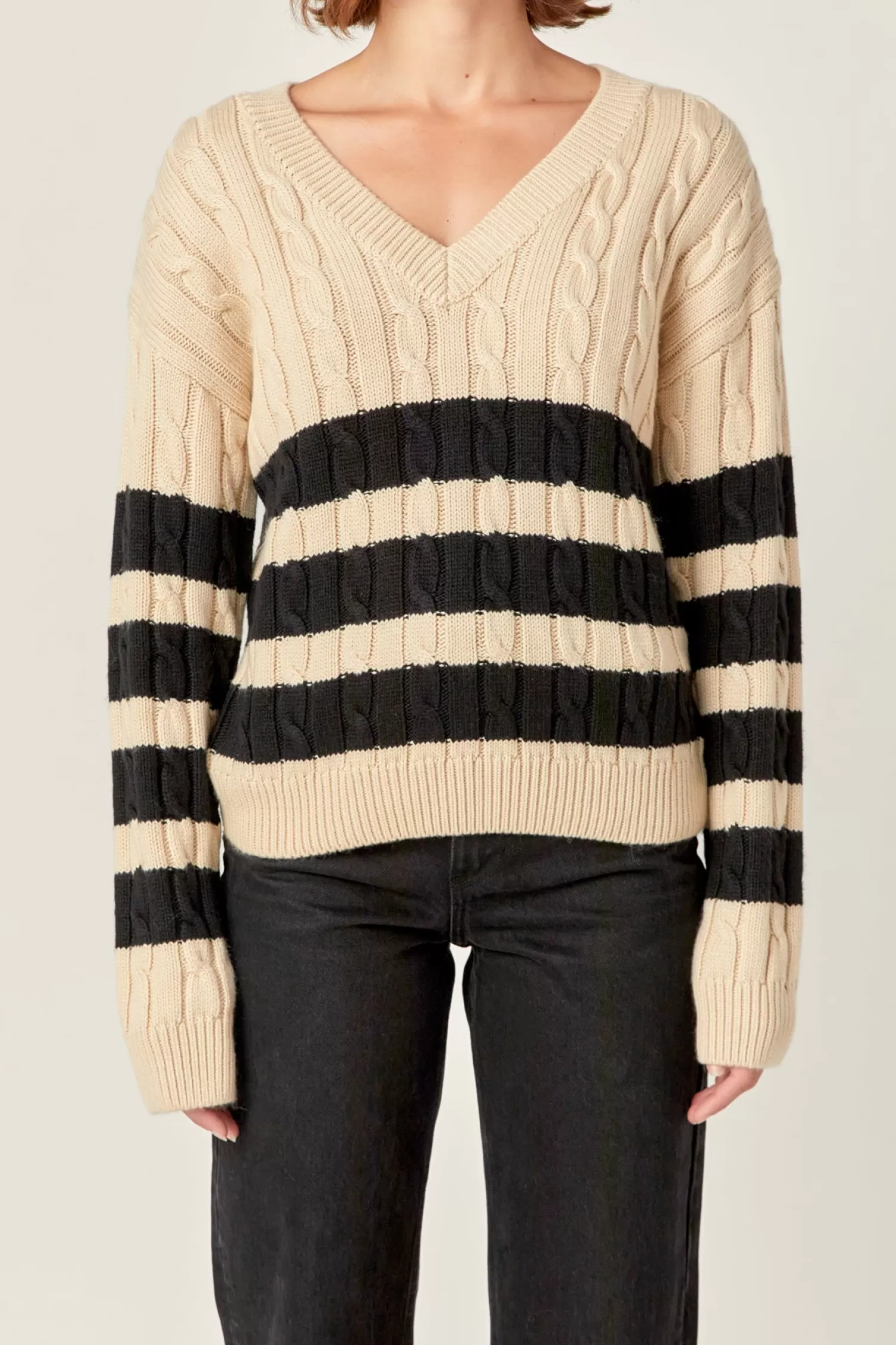 Sale Striped Cable Knit Sweater Sweaters & Knits | Sweater Season