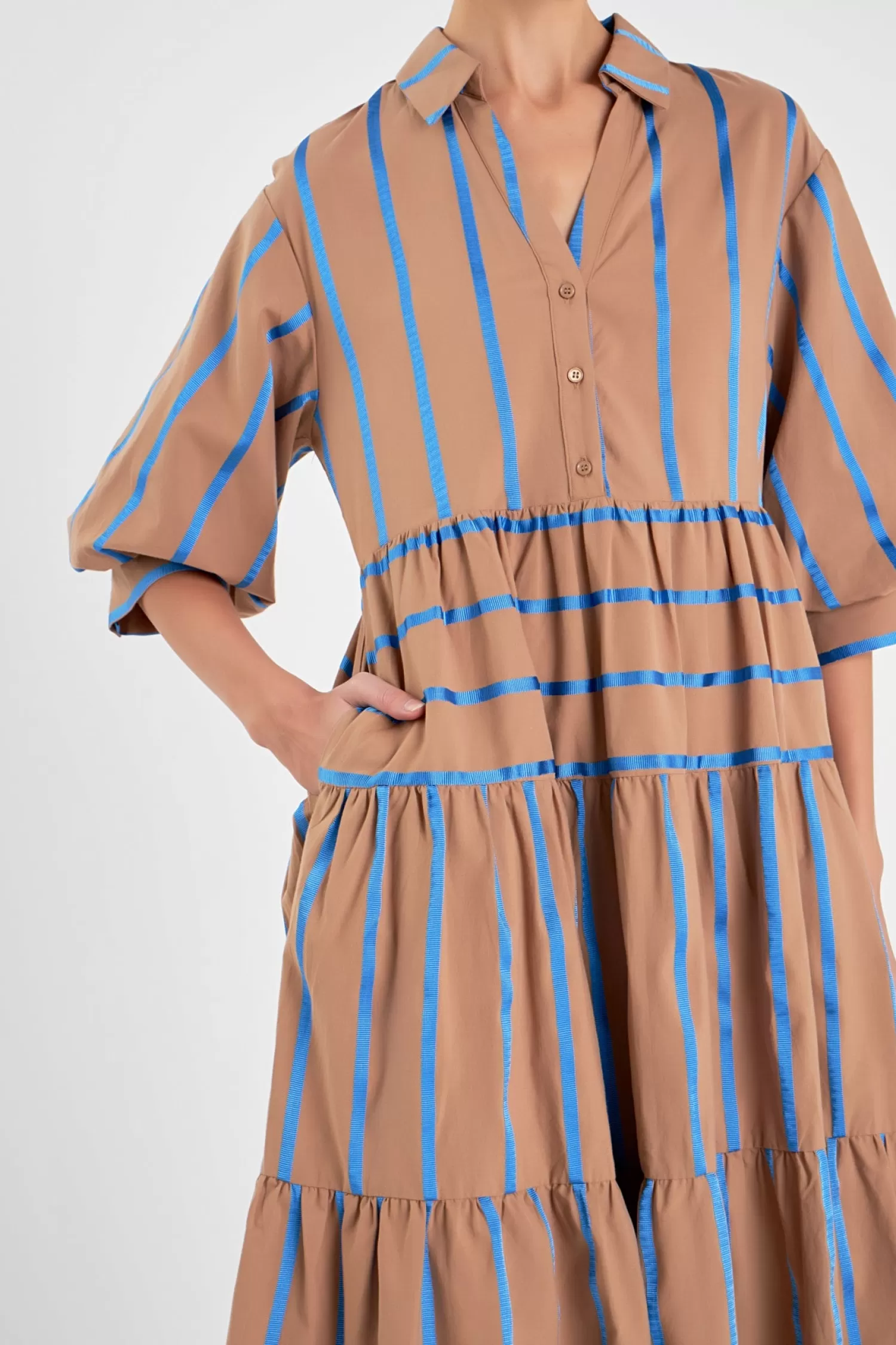 Clearance Striped Collared Midi Dress Lounge & Casual | Dresses