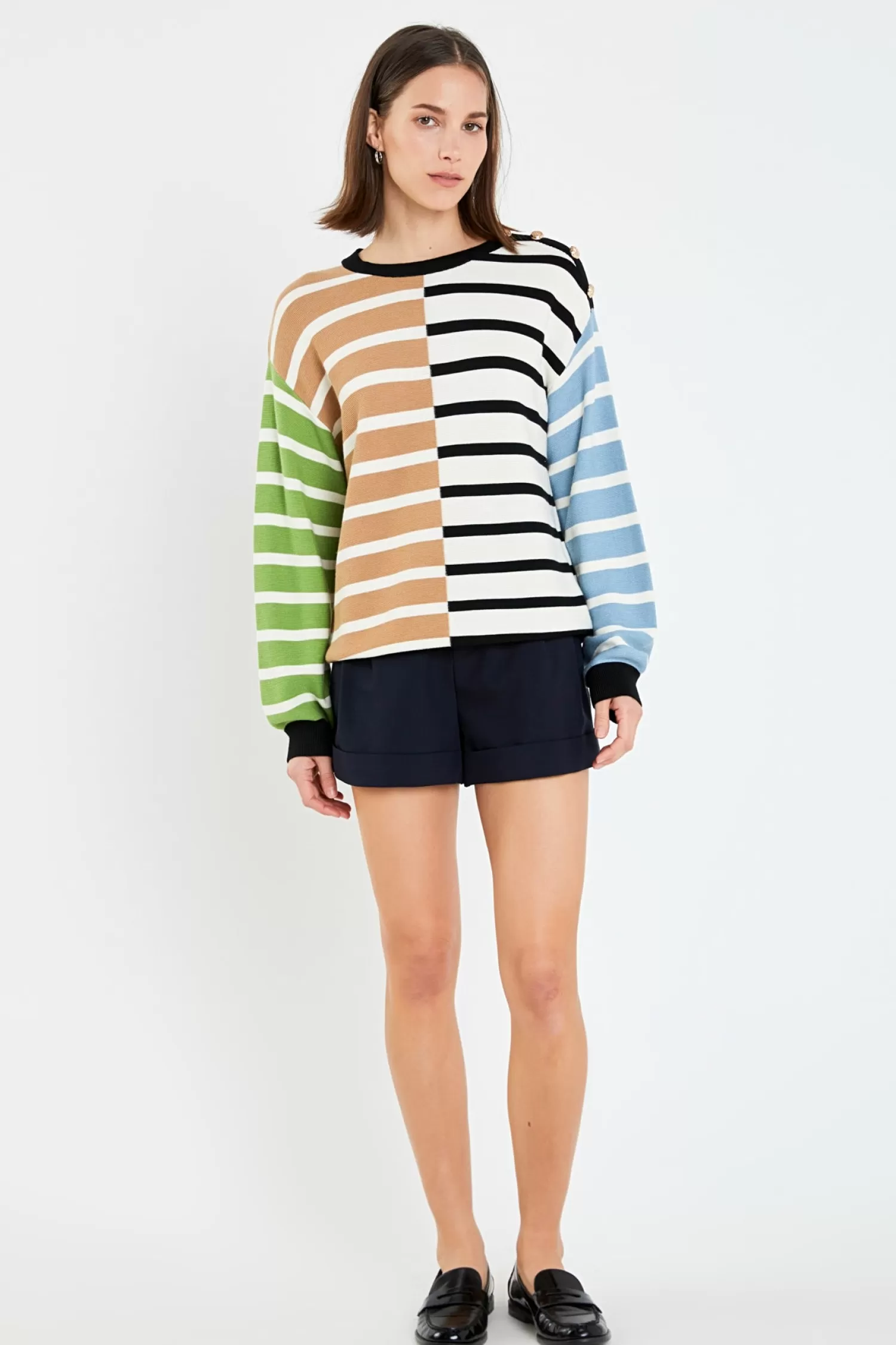 Best Sale Striped Combo Sweater with Buttons Stripe Wonders | Sweaters & Knits