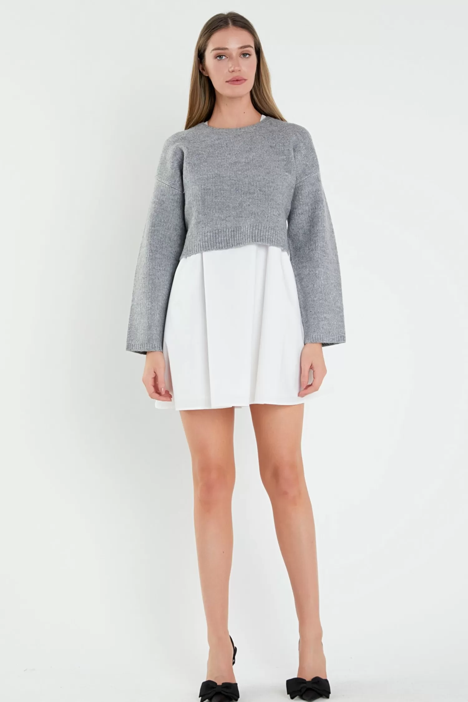 Cheap Sweater with Poplin Mini Dress Date Night Dreams | Mini Dresses