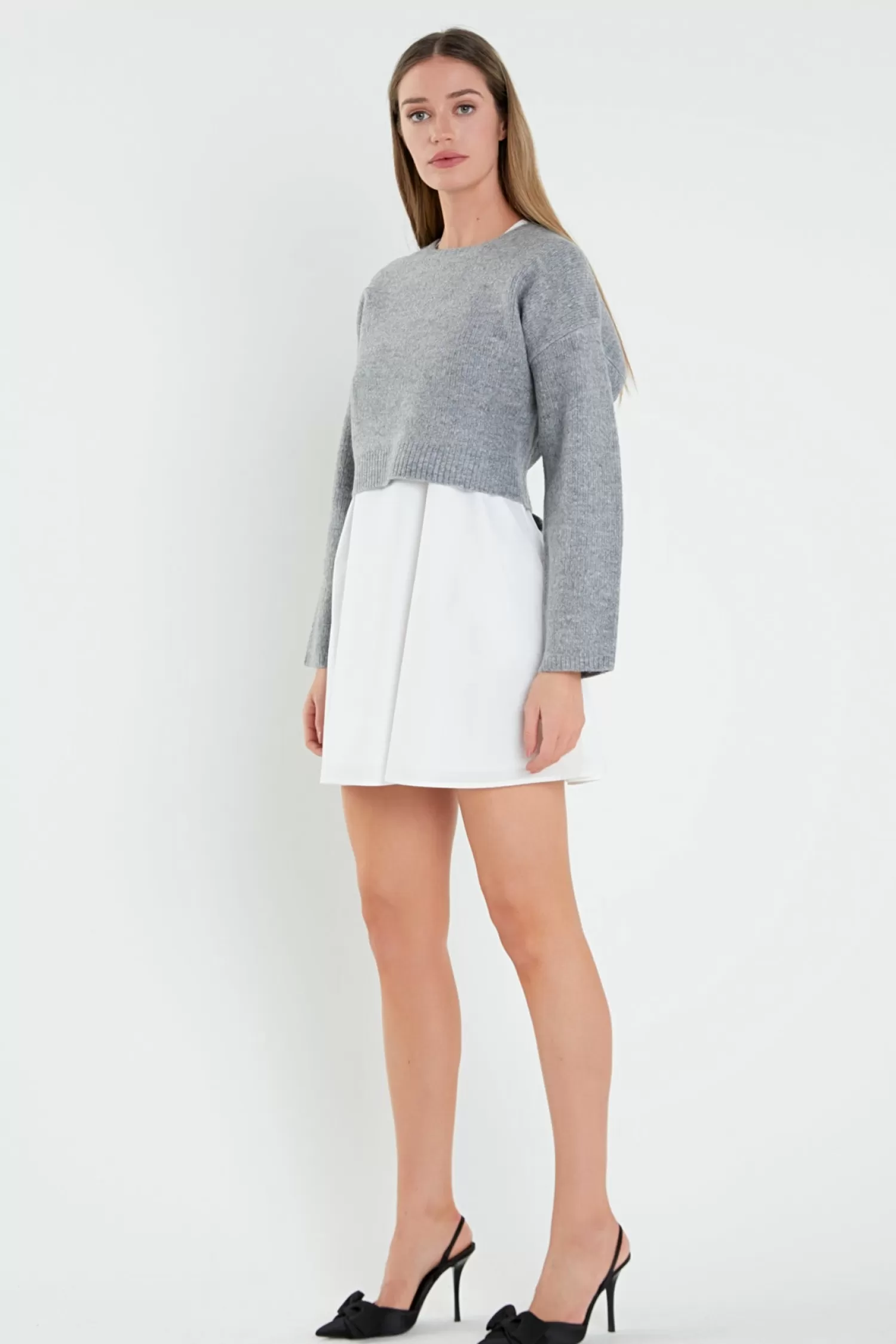 Cheap Sweater with Poplin Mini Dress Date Night Dreams | Mini Dresses