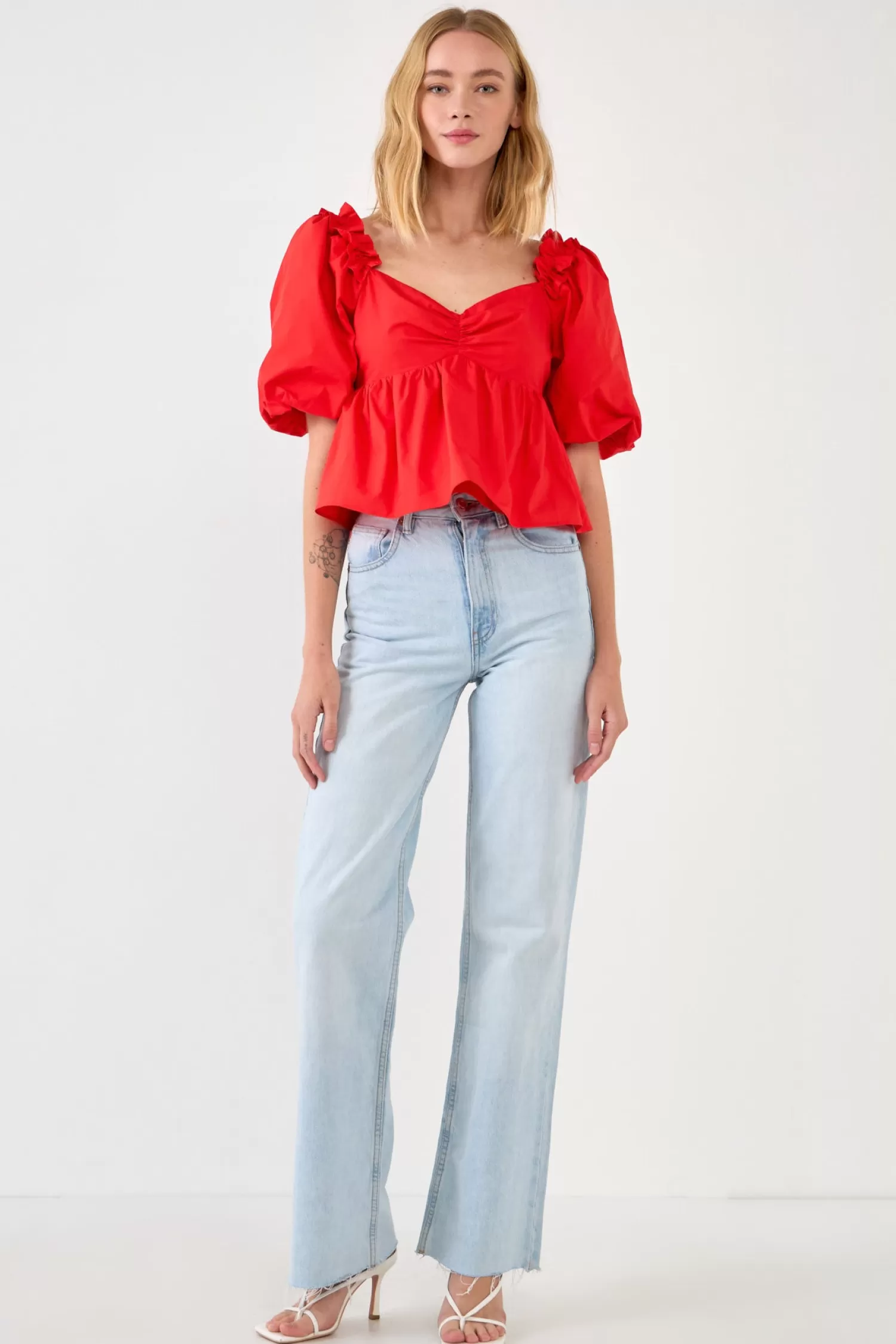 Hot Sweet Heart To with Ruffle Detail Frills And Thrills | Puff Sleeve Perfection